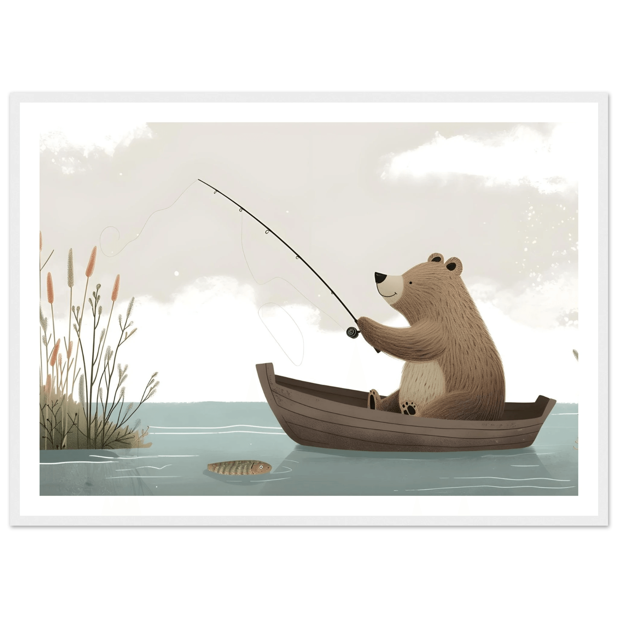 Fishing Teddy Bear - Poster - Arthena