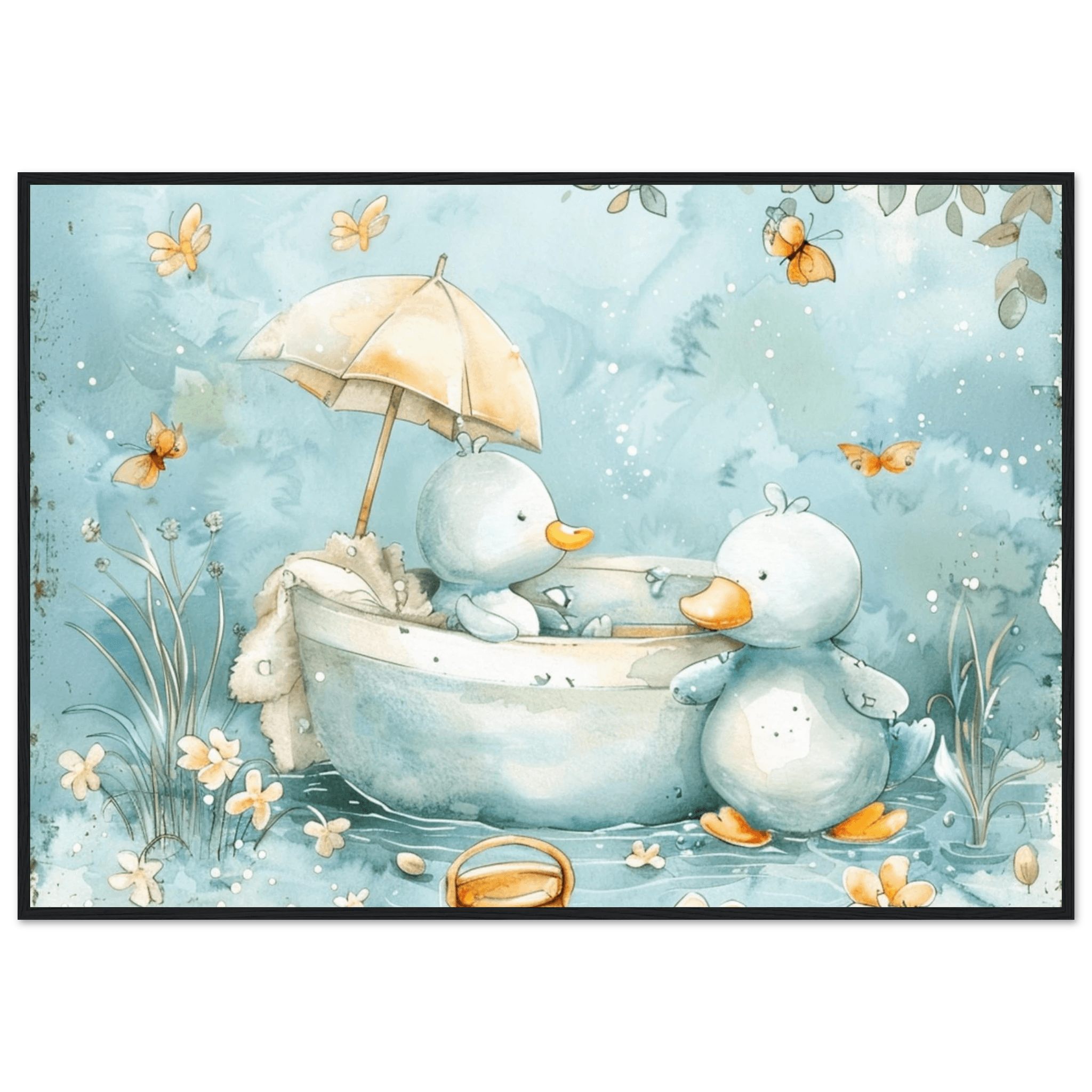 Bathing Ducks - poster - Arthena