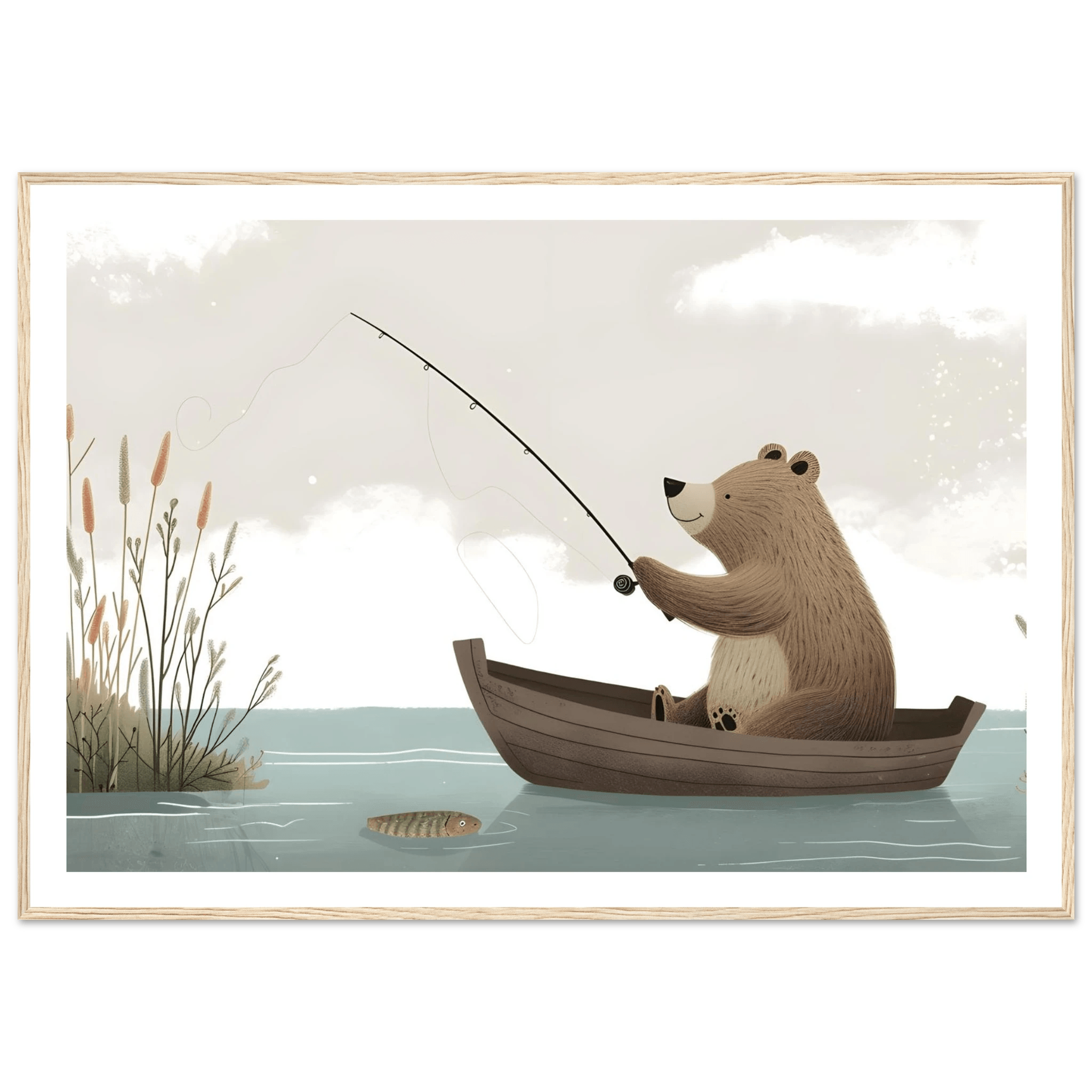Fishing Teddy Bear - Poster - Arthena