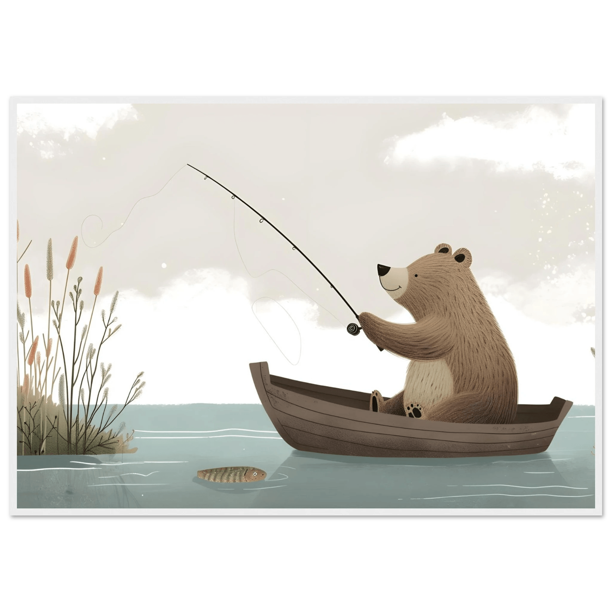 Fishing Teddy Bear - Poster - Arthena