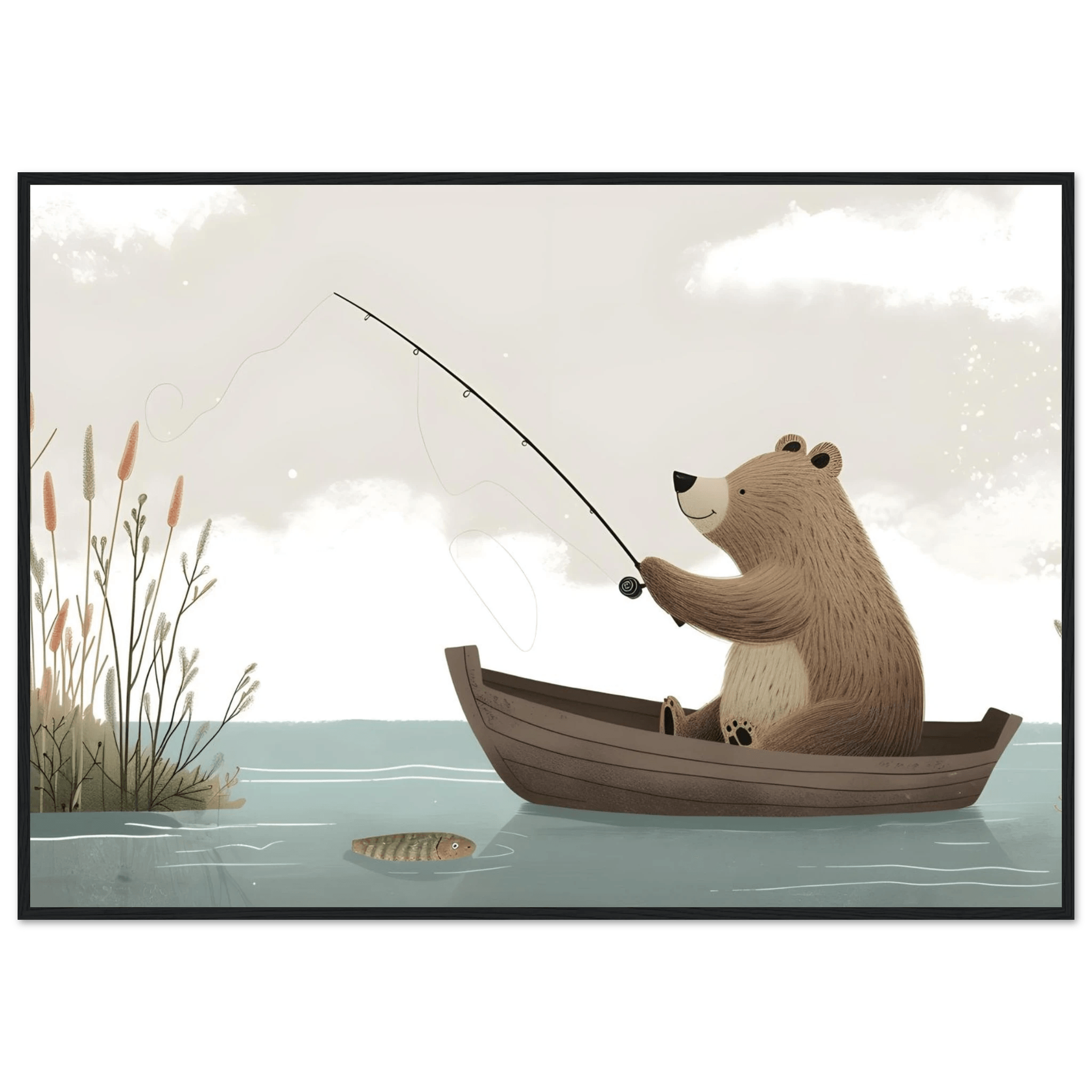 Fishing Teddy Bear - Poster - Arthena