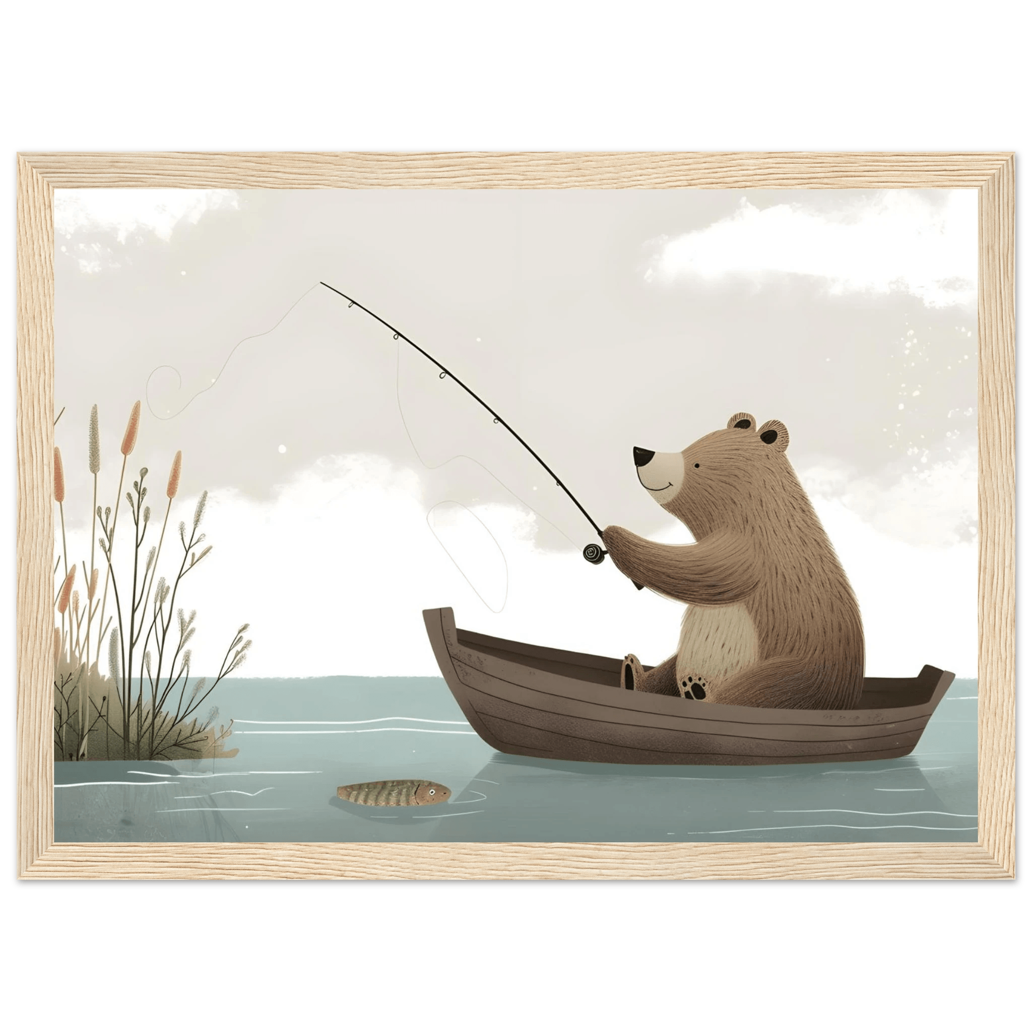 Fishing Teddy Bear - Poster - Arthena