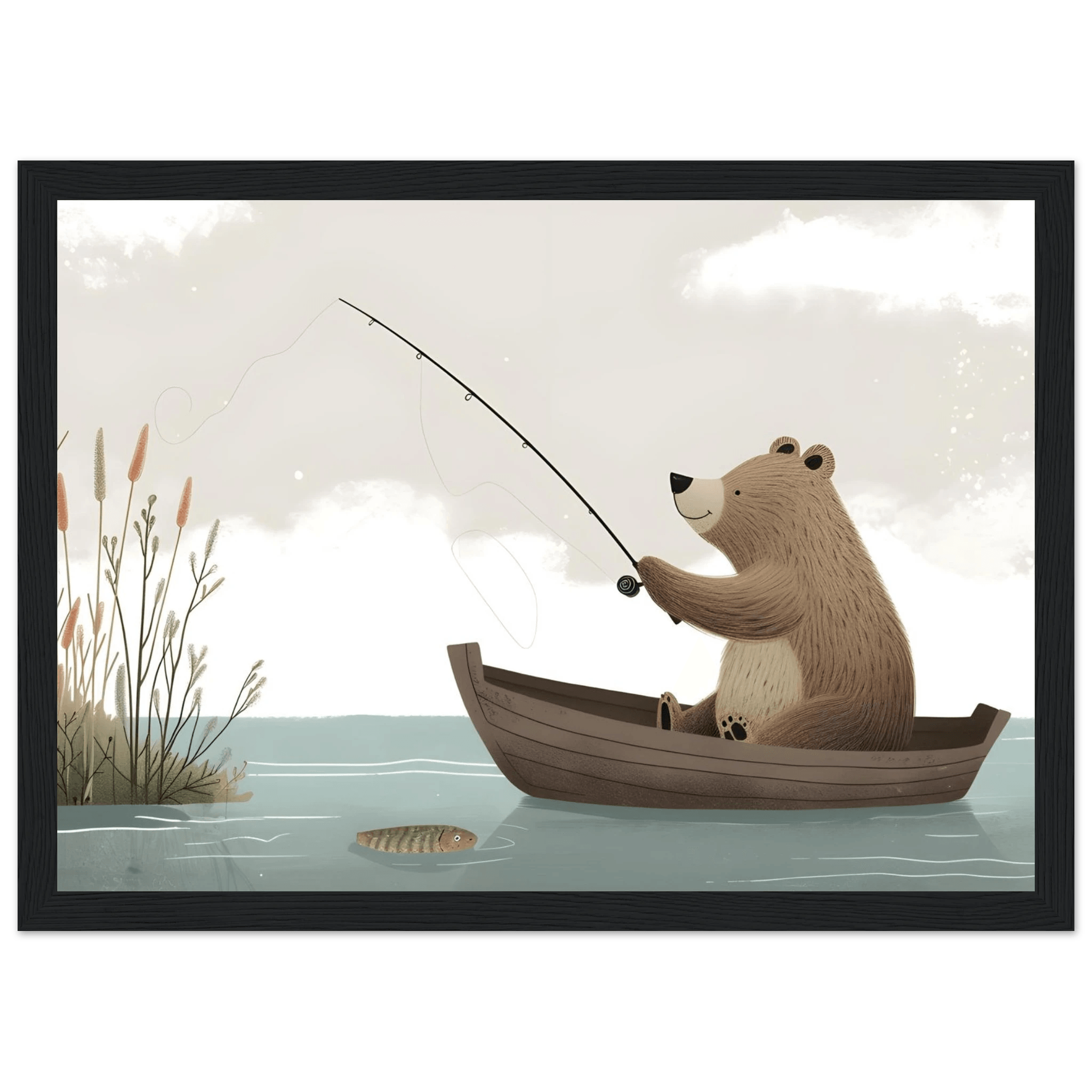Fishing Teddy Bear - Poster - Arthena