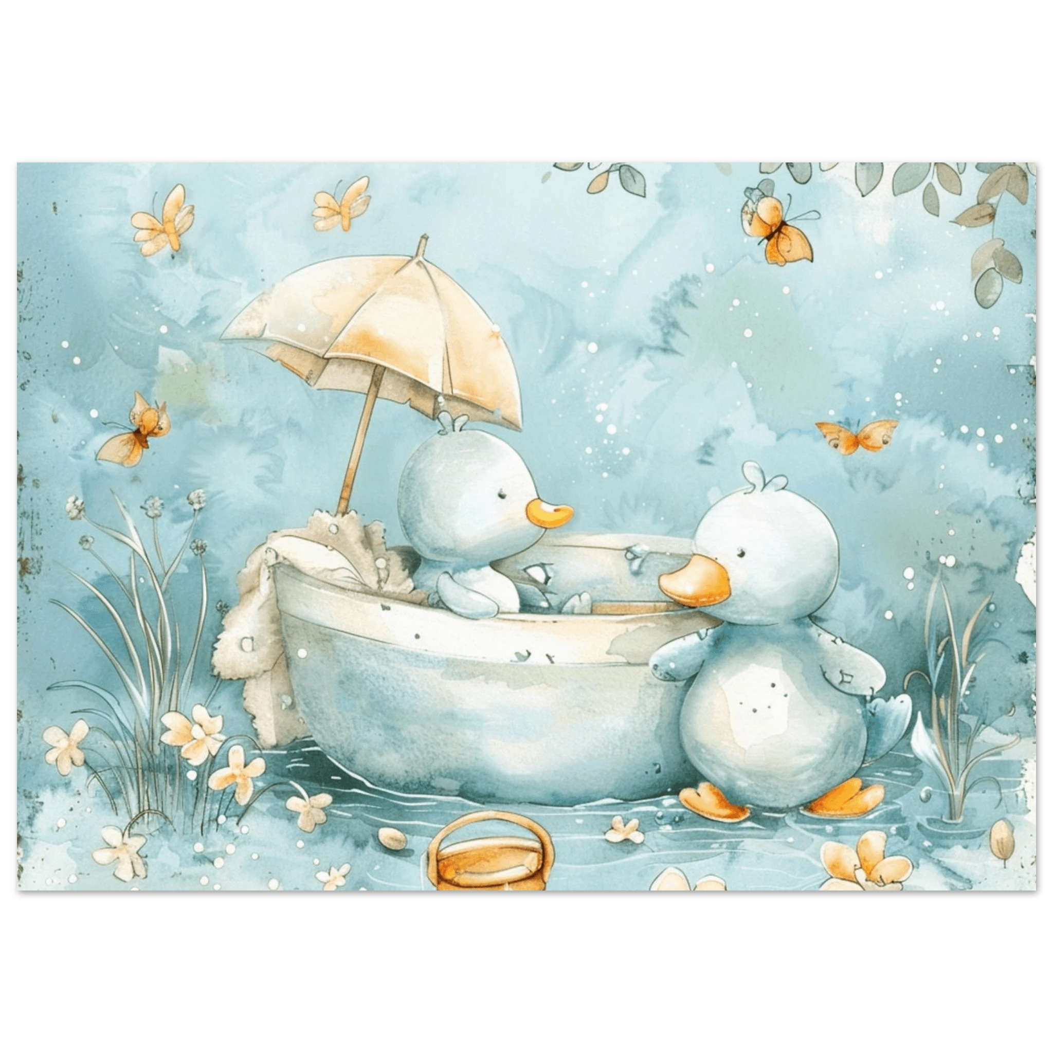Bathing Ducks - poster - Arthena