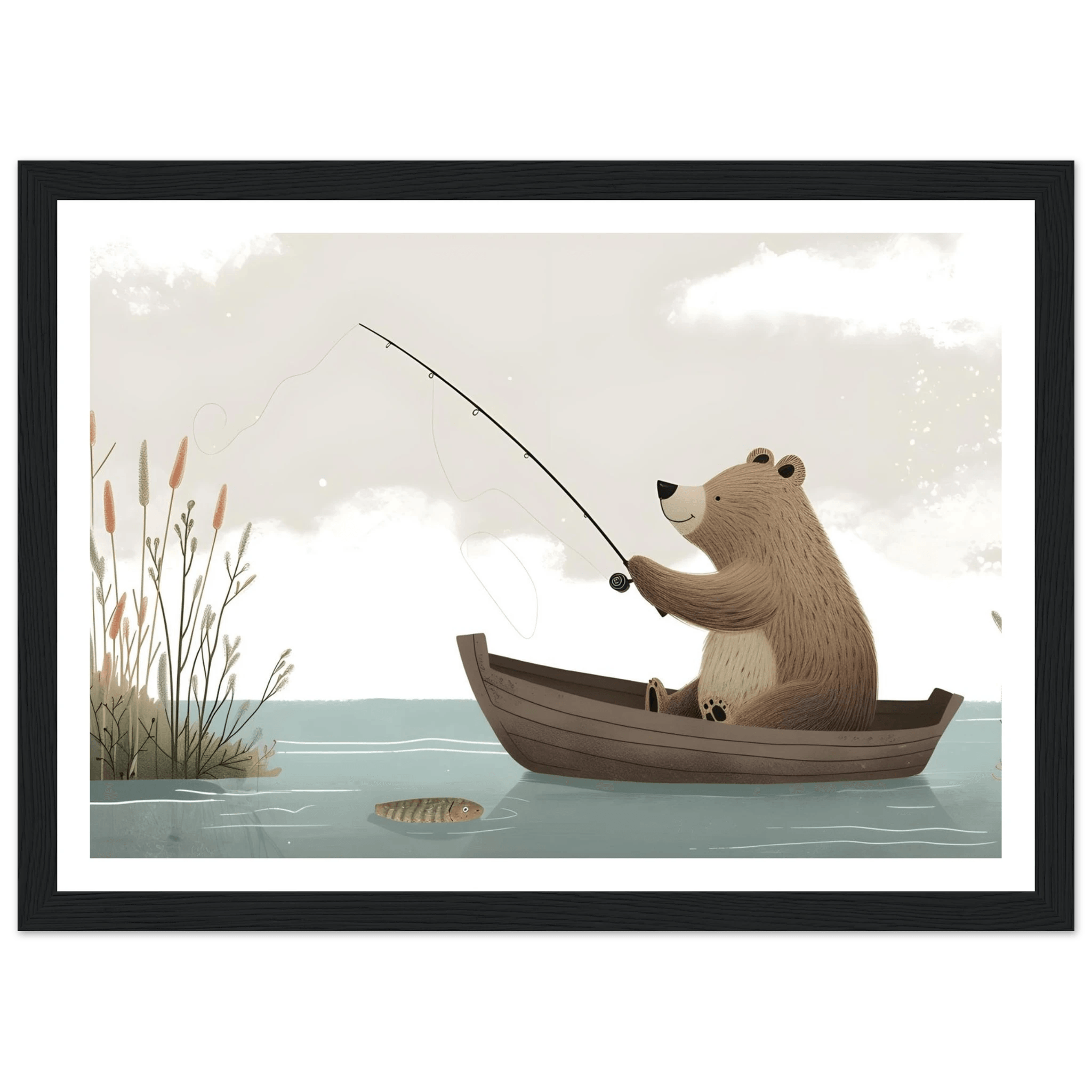 Fishing Teddy Bear - Poster - Arthena
