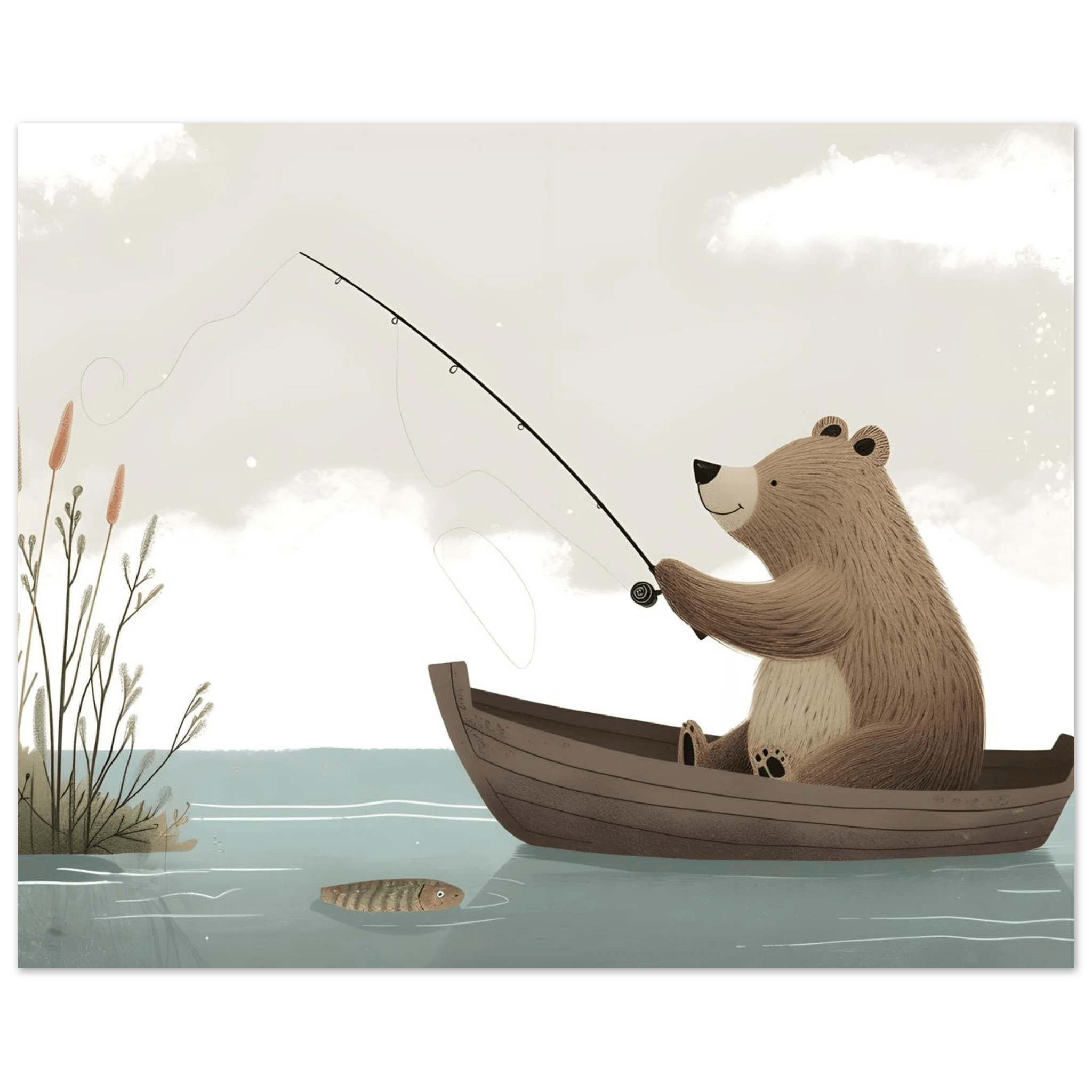 Fishing Teddy Bear - Poster - Arthena