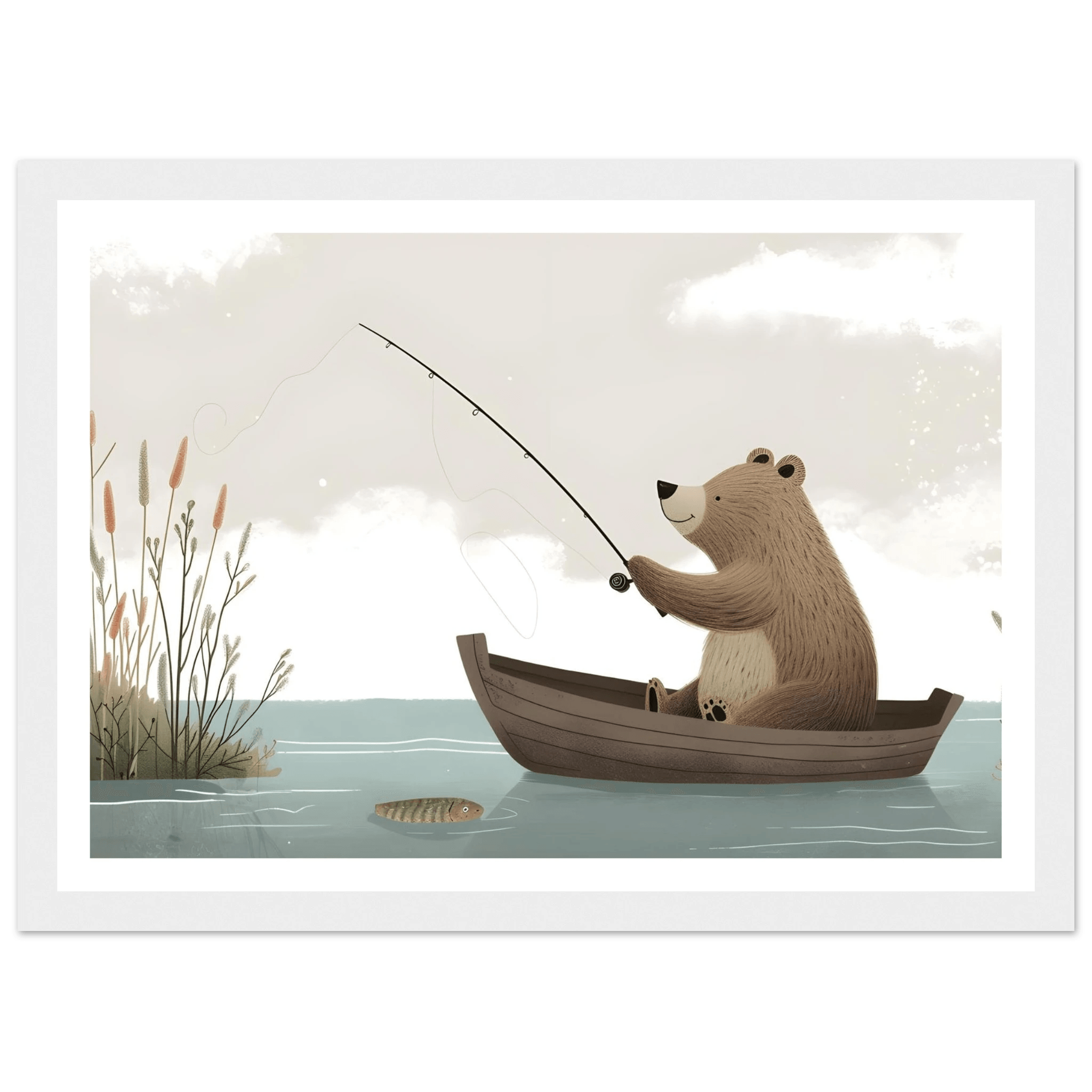 Fishing Teddy Bear - Poster - Arthena
