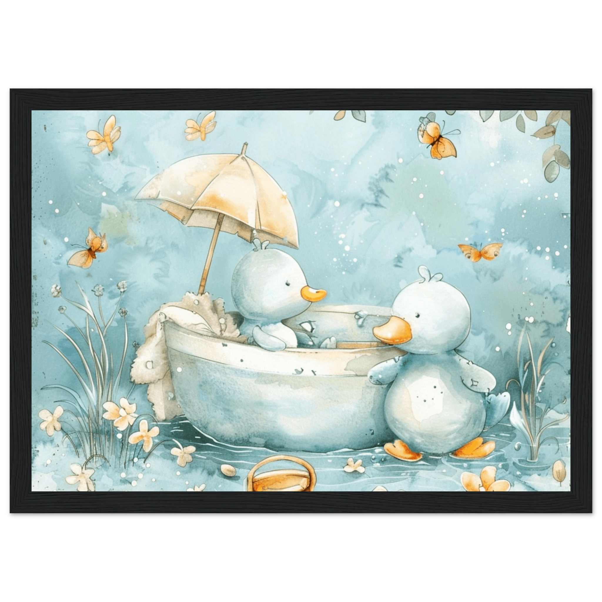 Bathing Ducks - poster - Arthena