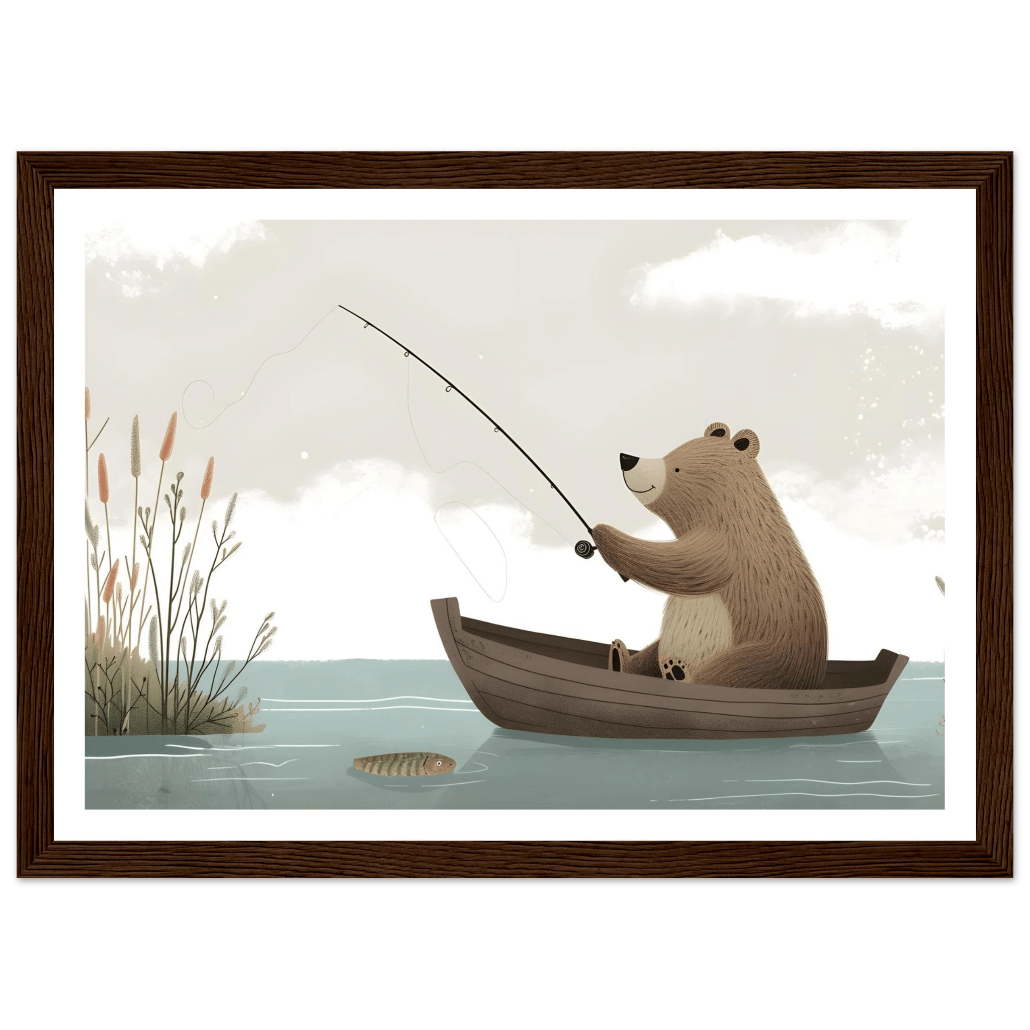 Fishing Teddy Bear - Poster - Arthena