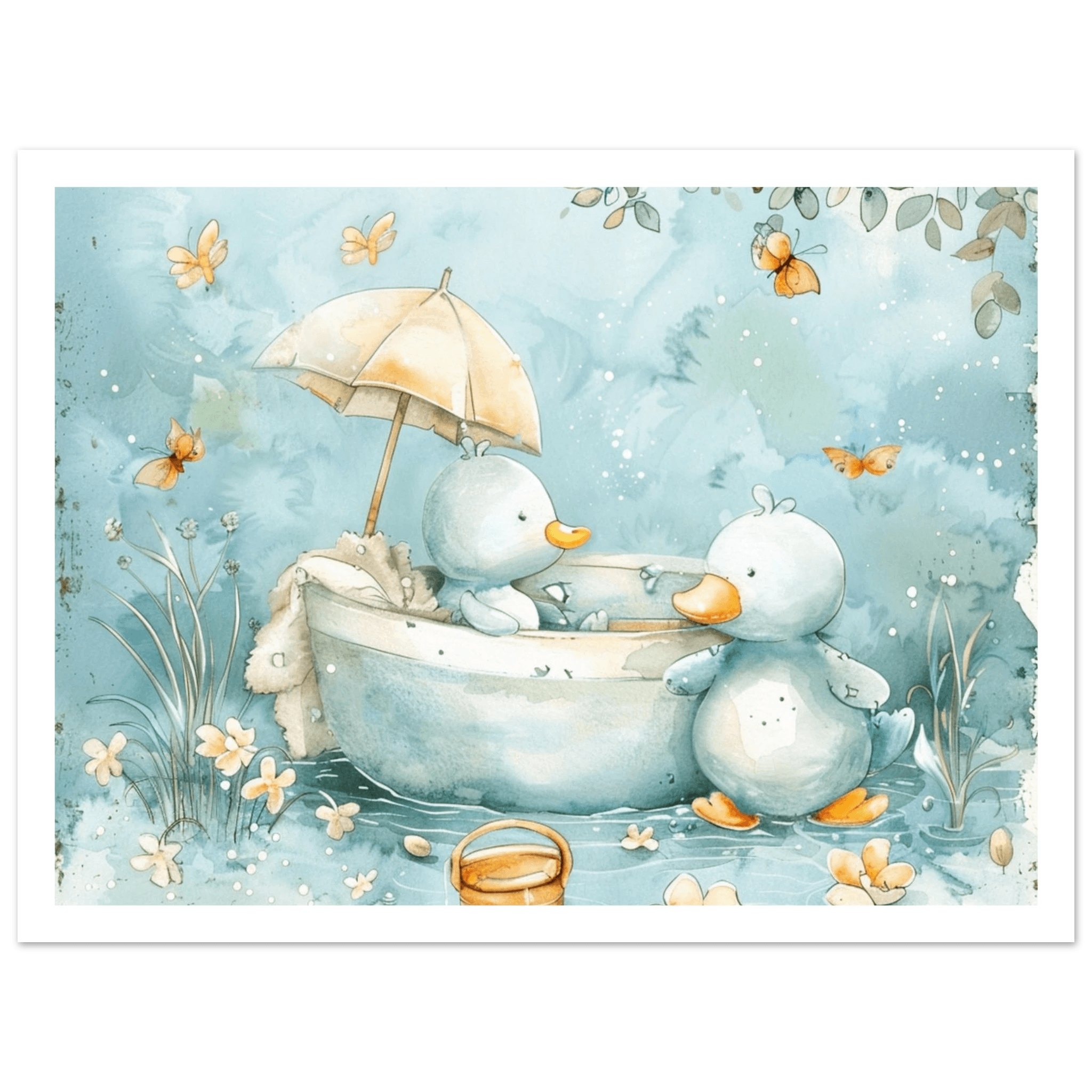 Bathing Ducks - poster - Arthena