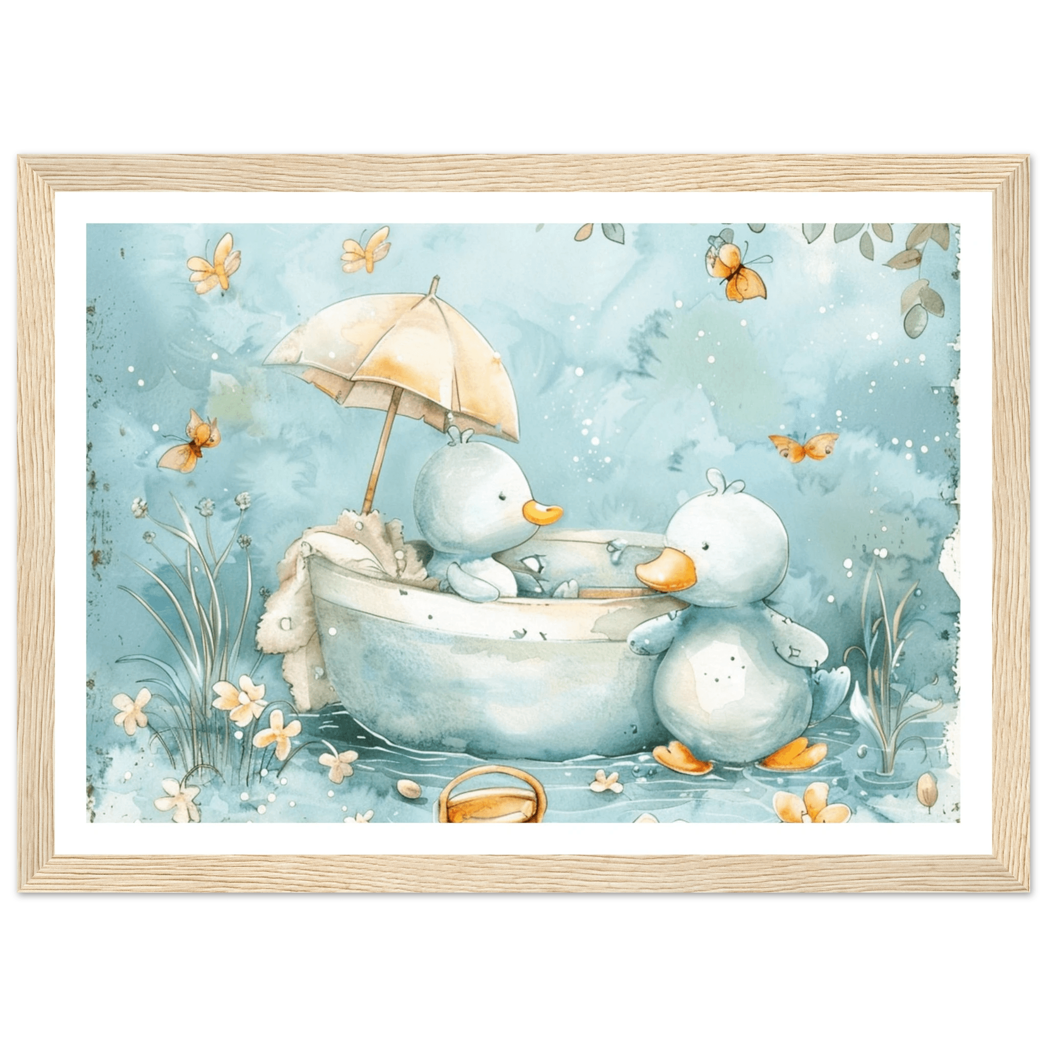 Bathing Ducks - poster - Arthena
