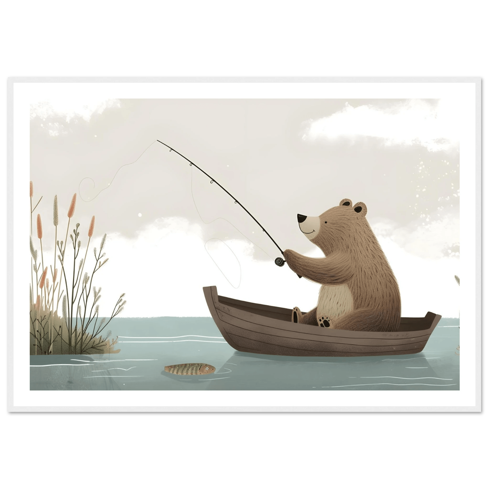 Fishing Teddy Bear - Poster - Arthena