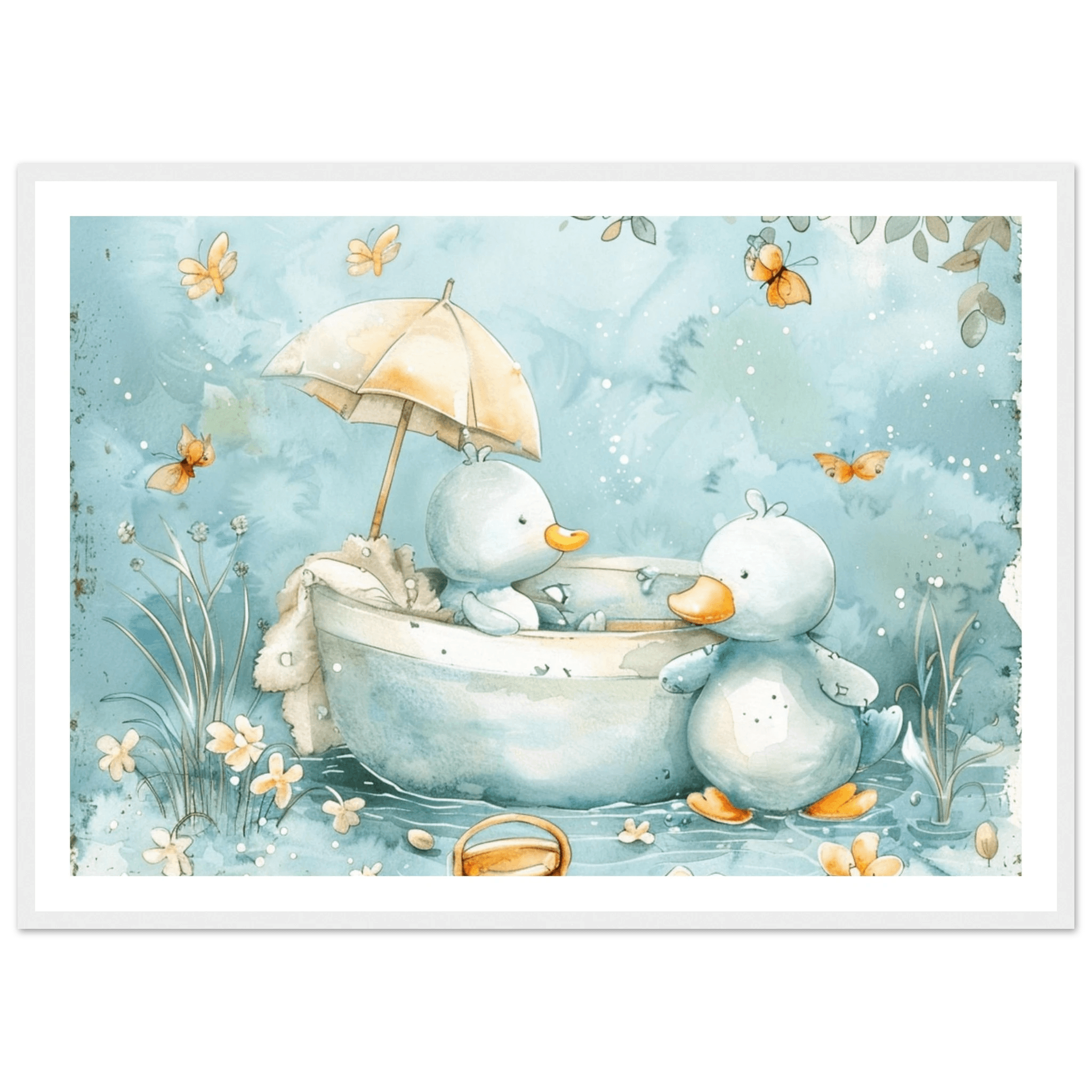 Bathing Ducks - poster - Arthena
