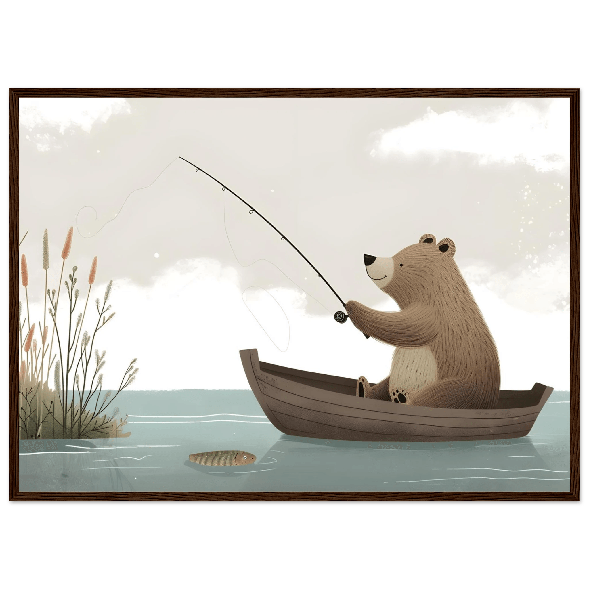 Fishing Teddy Bear - Poster - Arthena