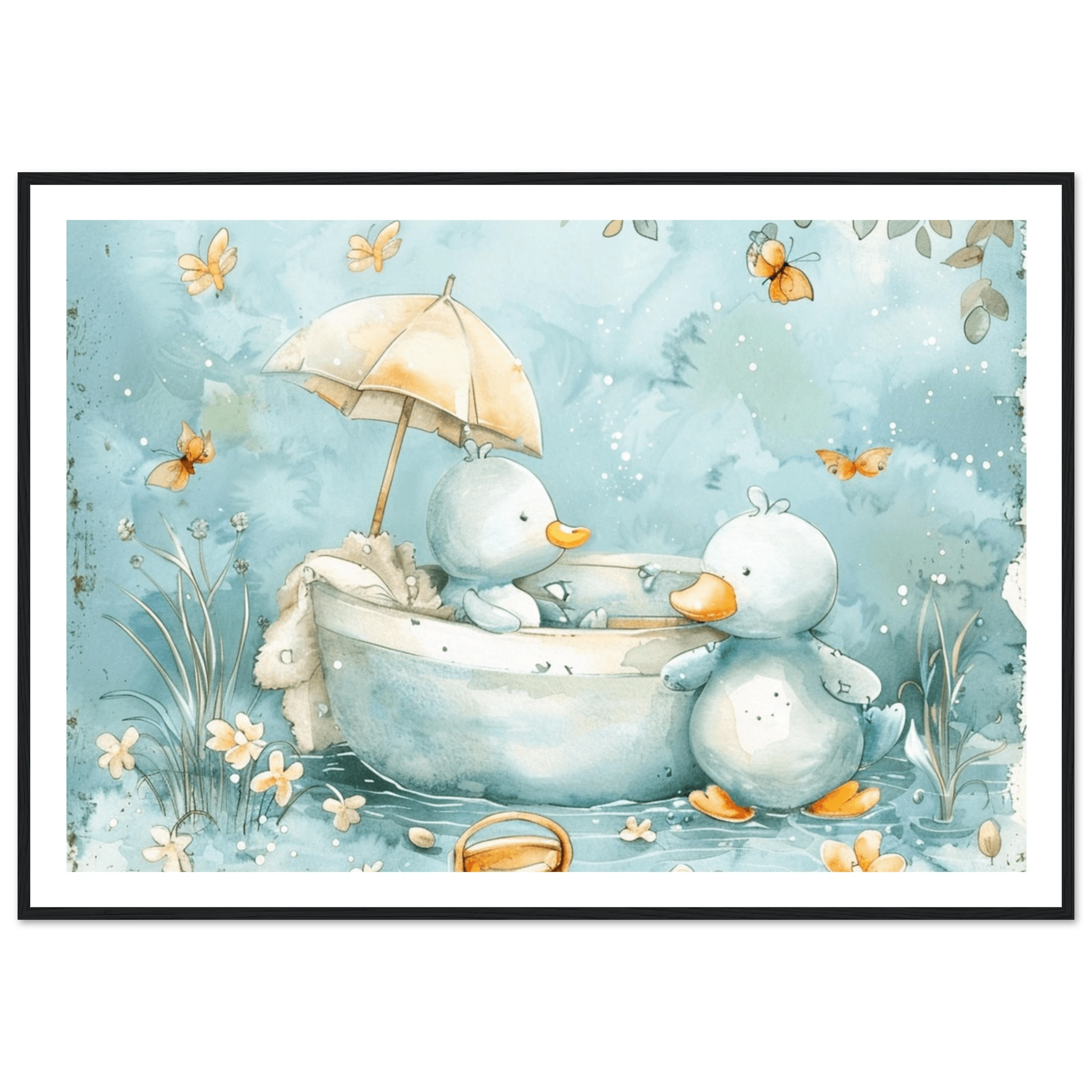 Bathing Ducks - poster - Arthena