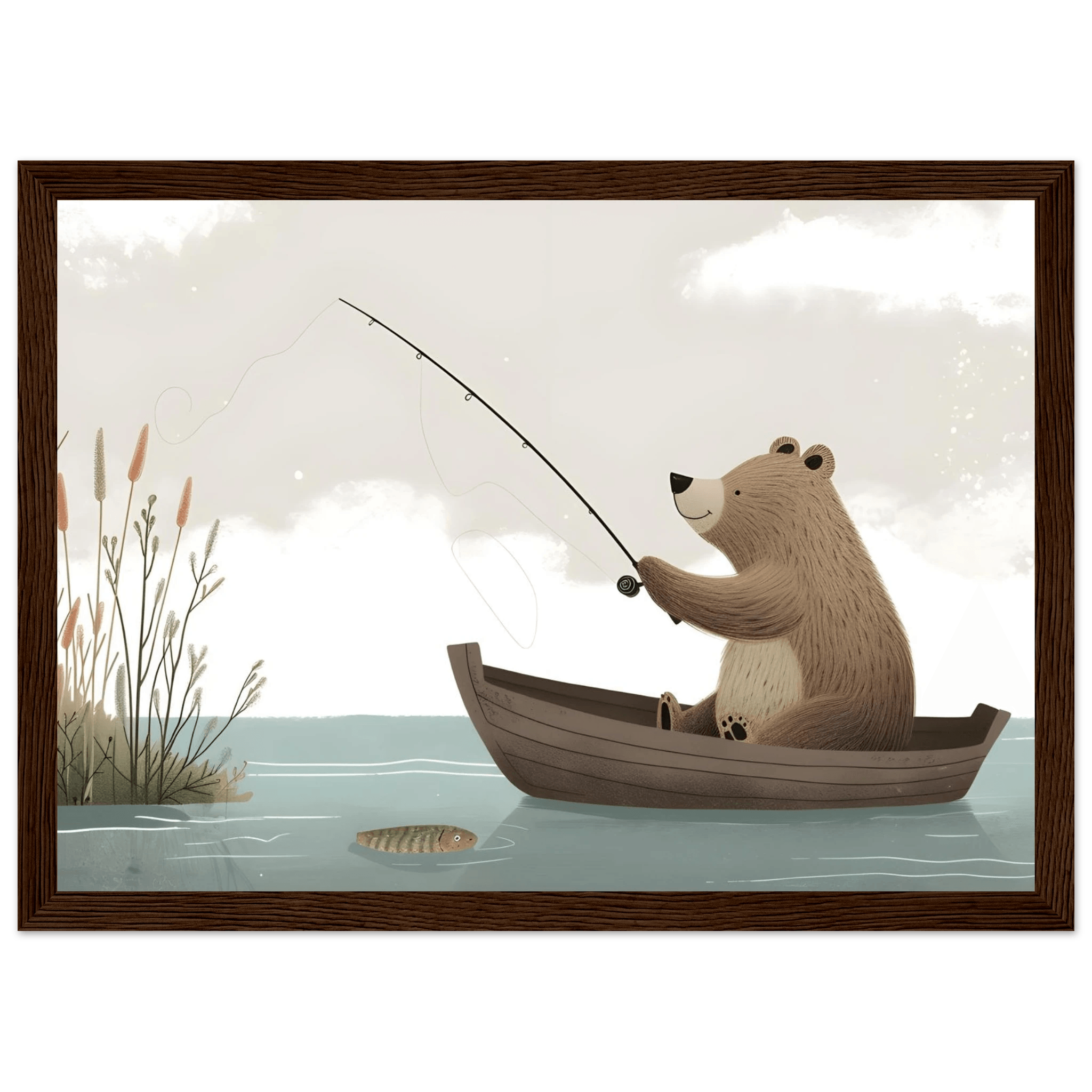 Fishing Teddy Bear - Poster - Arthena