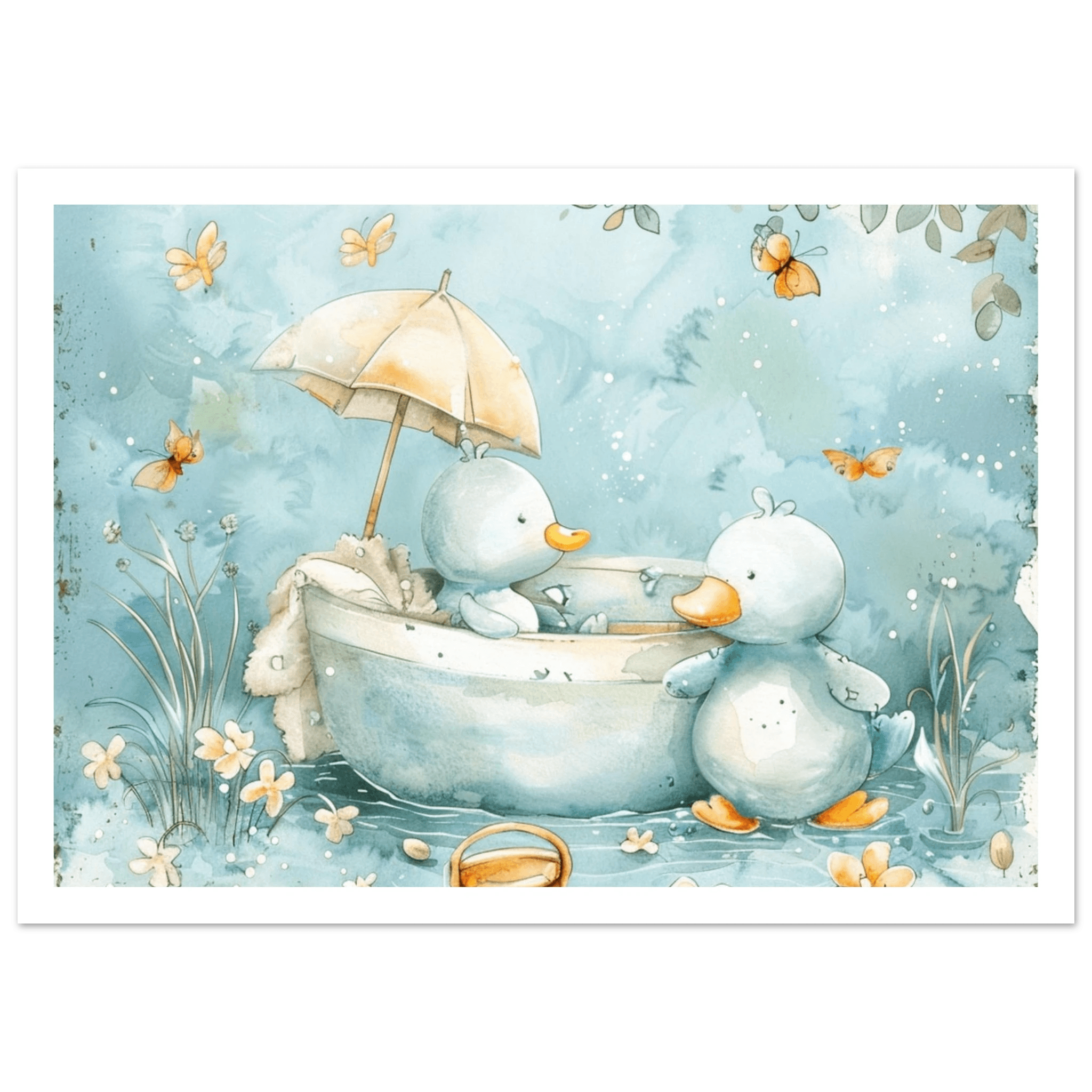 Bathing Ducks - poster - Arthena