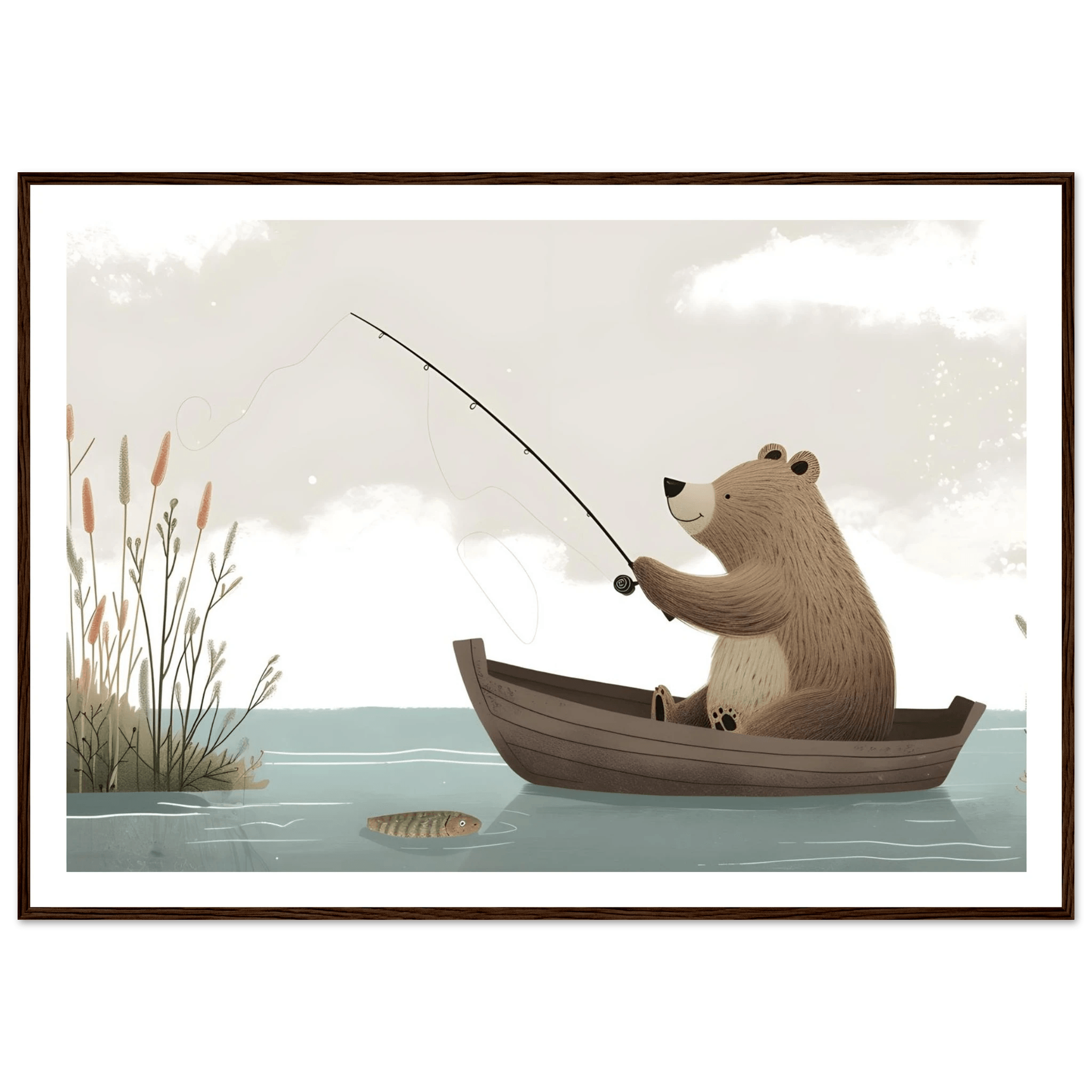 Fishing Teddy Bear - Poster - Arthena