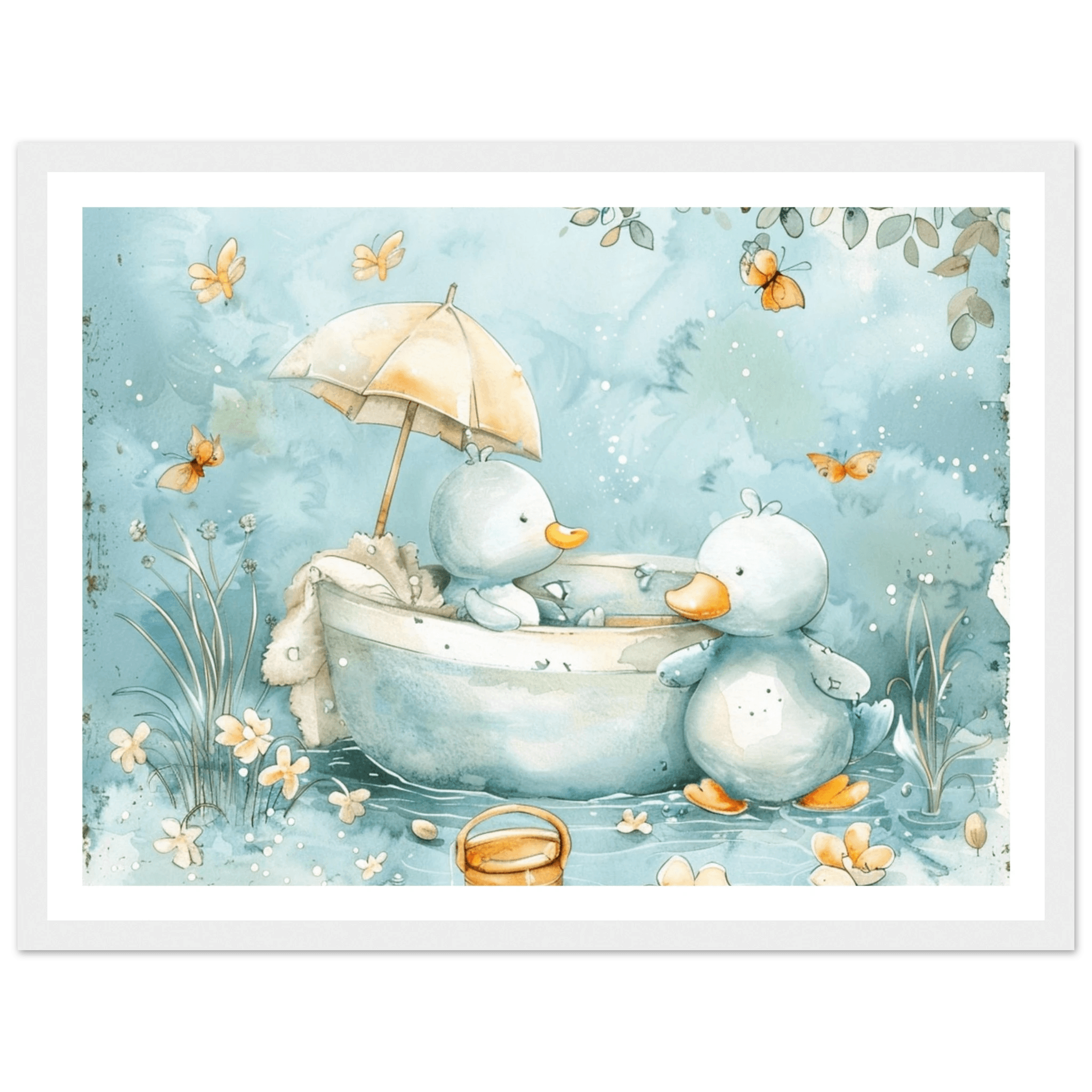 Bathing Ducks - poster - Arthena