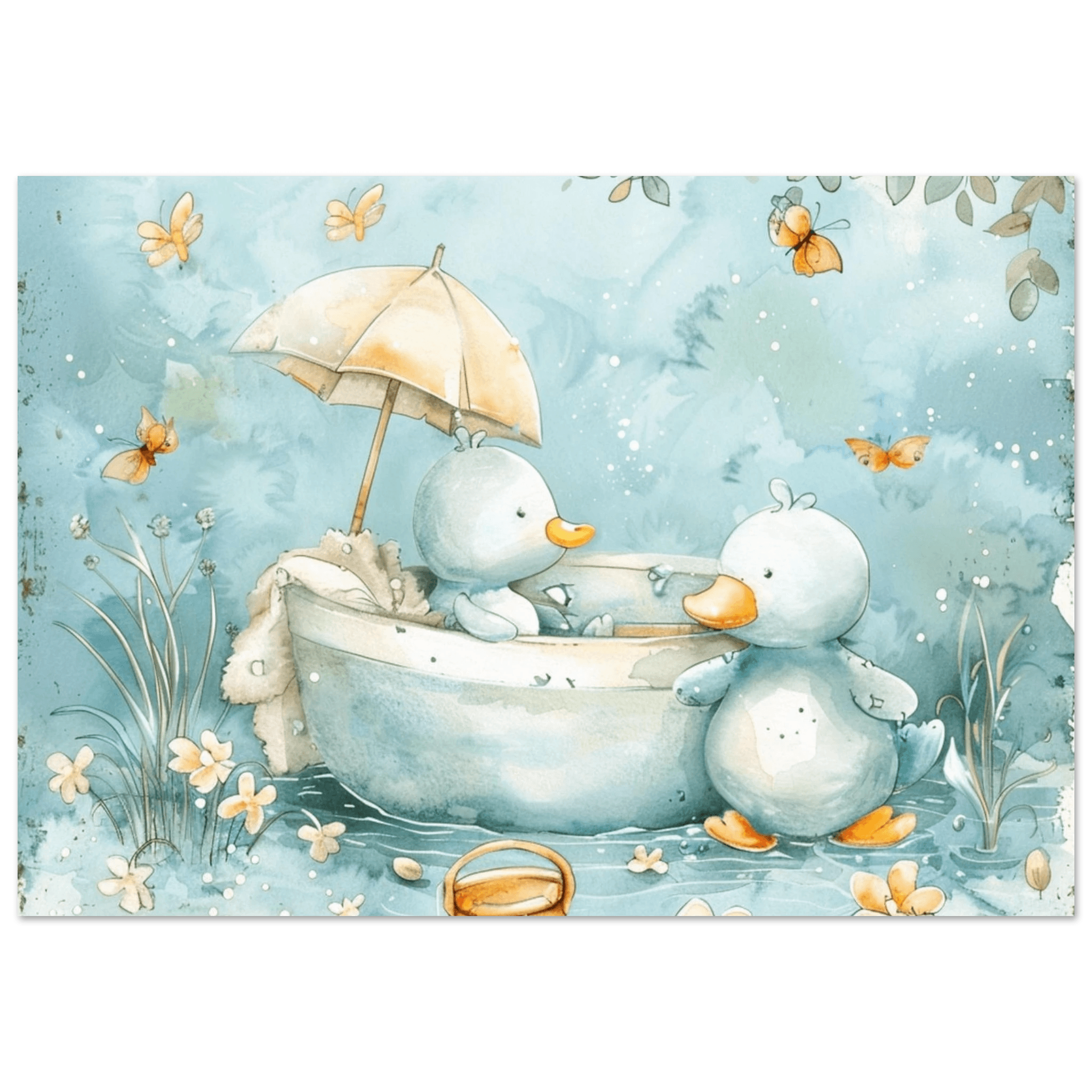 Bathing Ducks - poster - Arthena