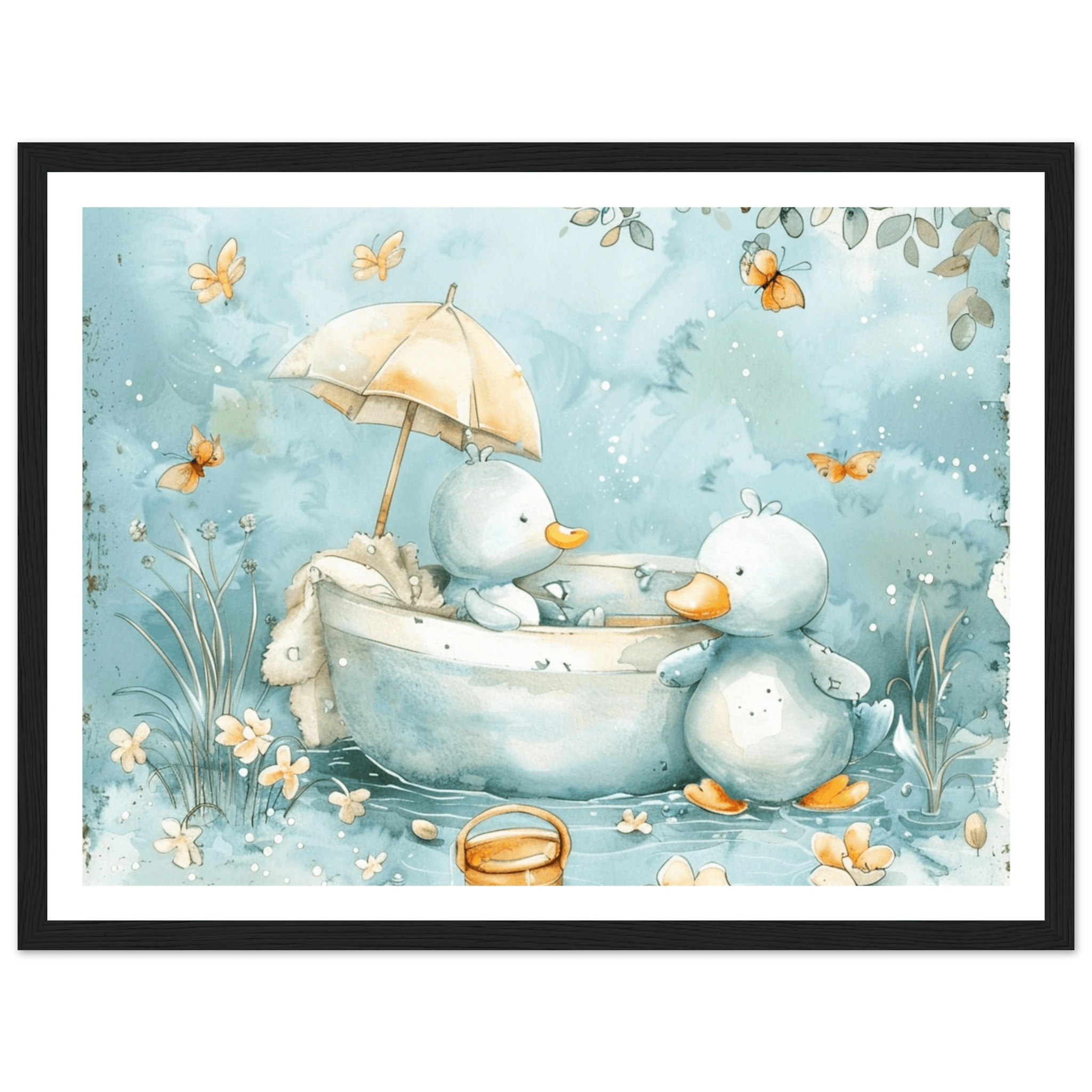 Bathing Ducks - poster - Arthena