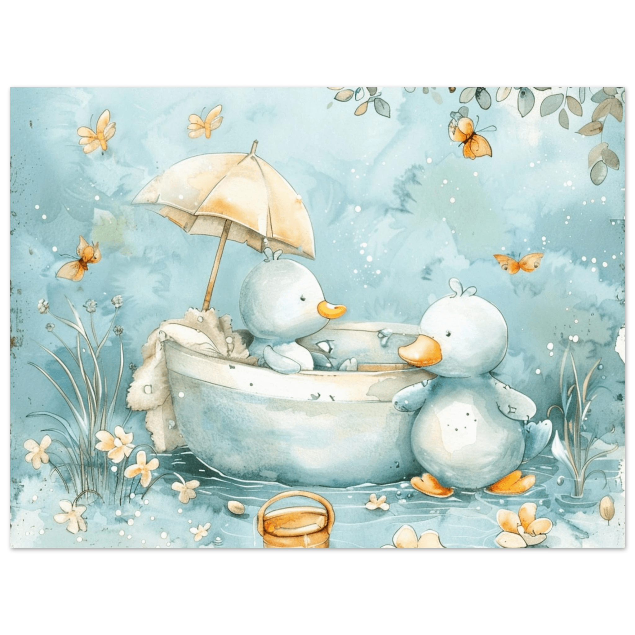 Bathing Ducks - poster - Arthena