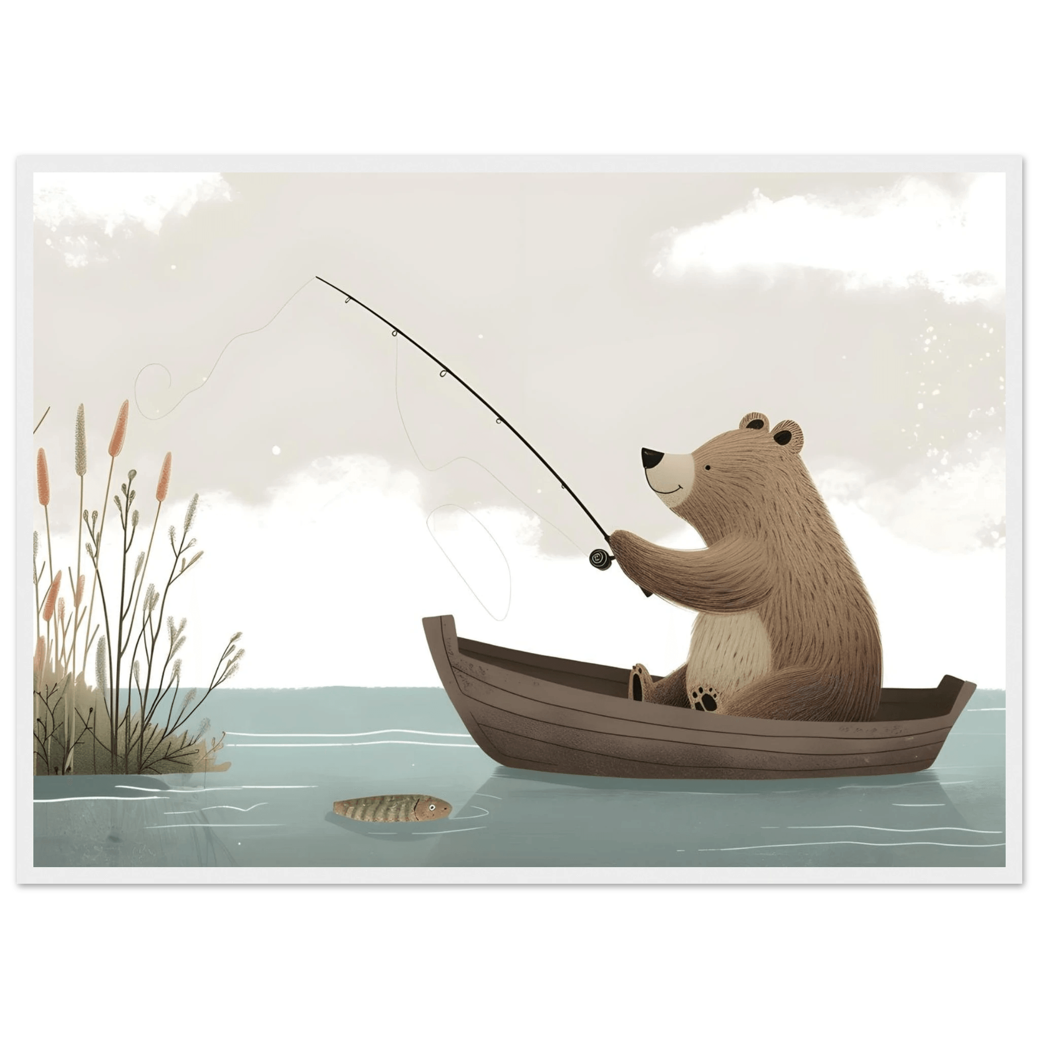 Fishing Teddy Bear - Poster - Arthena
