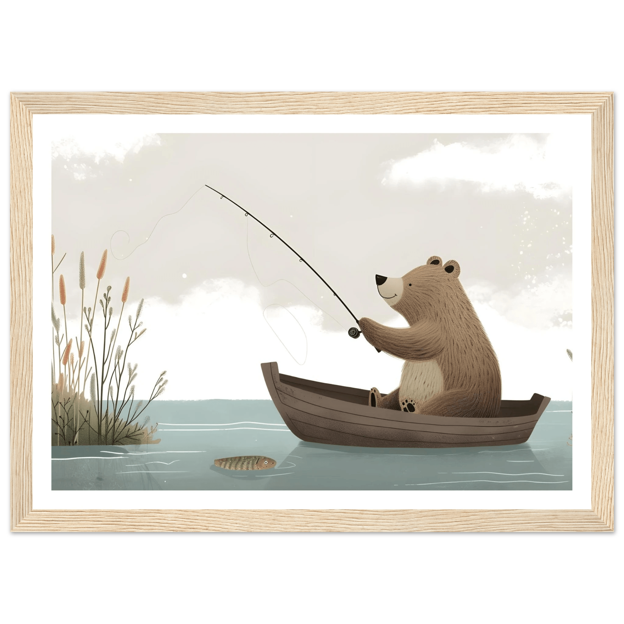 Fishing Teddy Bear - Poster - Arthena