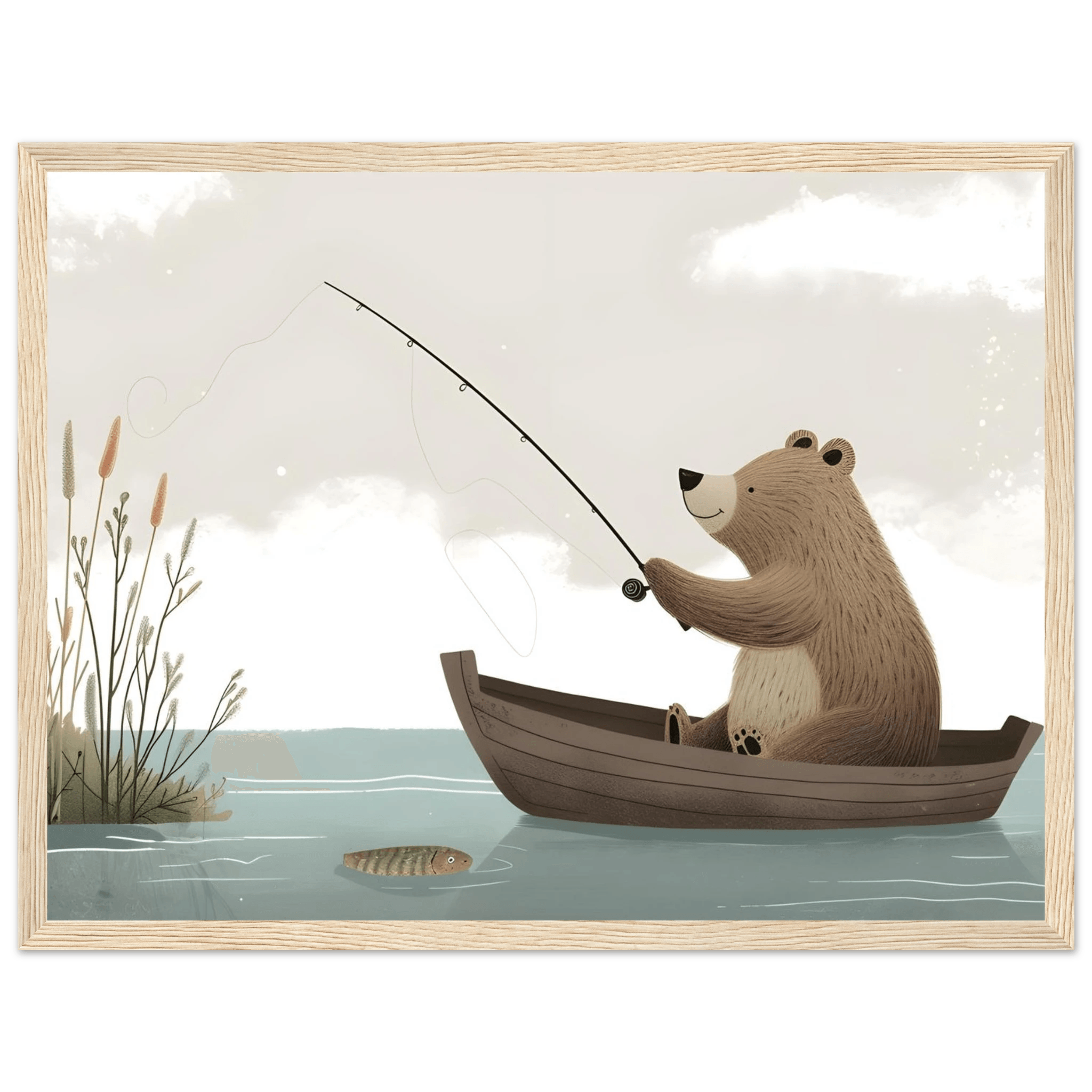 Fishing Teddy Bear - Poster - Arthena