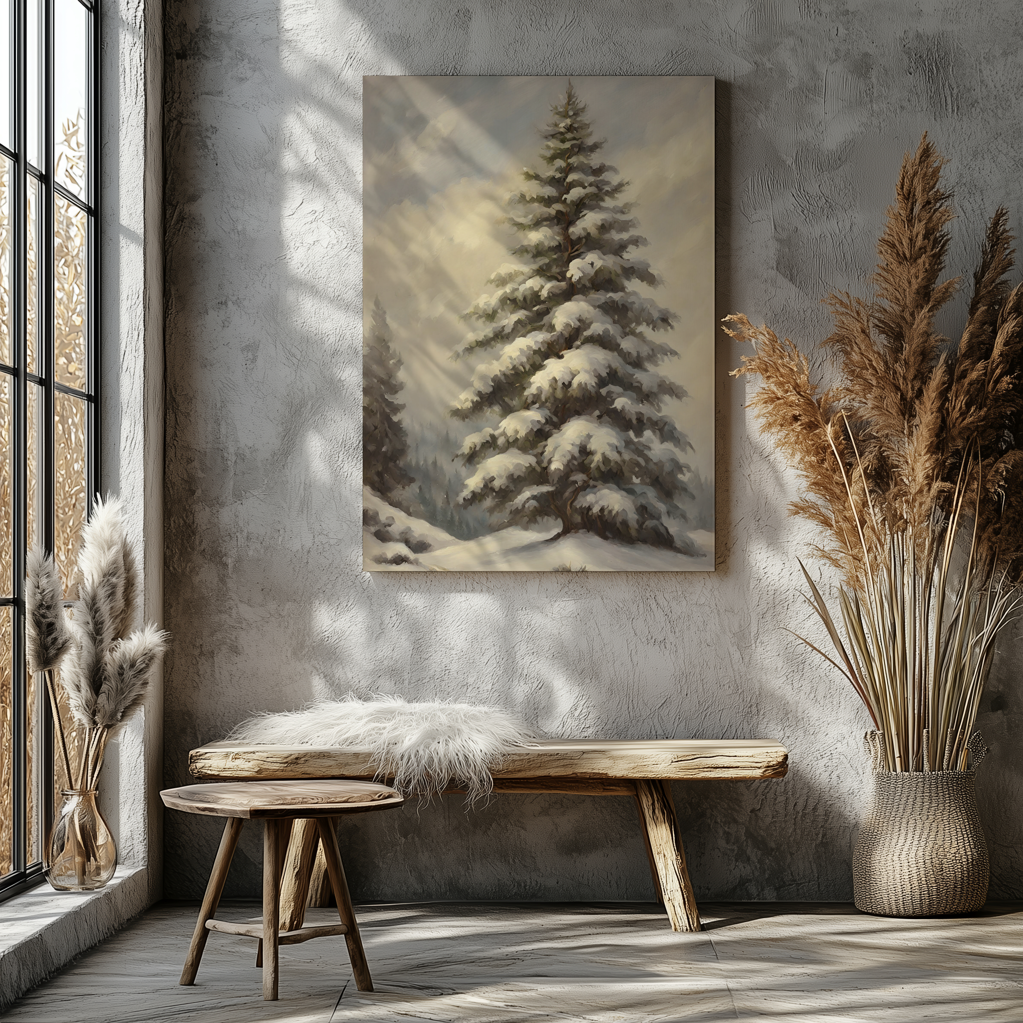 Snöklädd Gran - Canvas