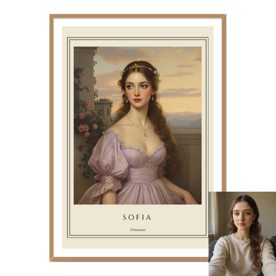 Personligt porträtt som prinsessa i kunglig stil