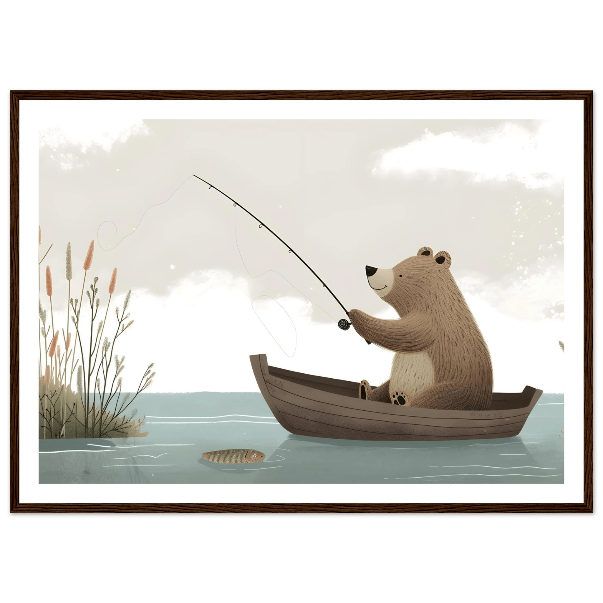 Fishing Teddy Bear - Poster - Arthena