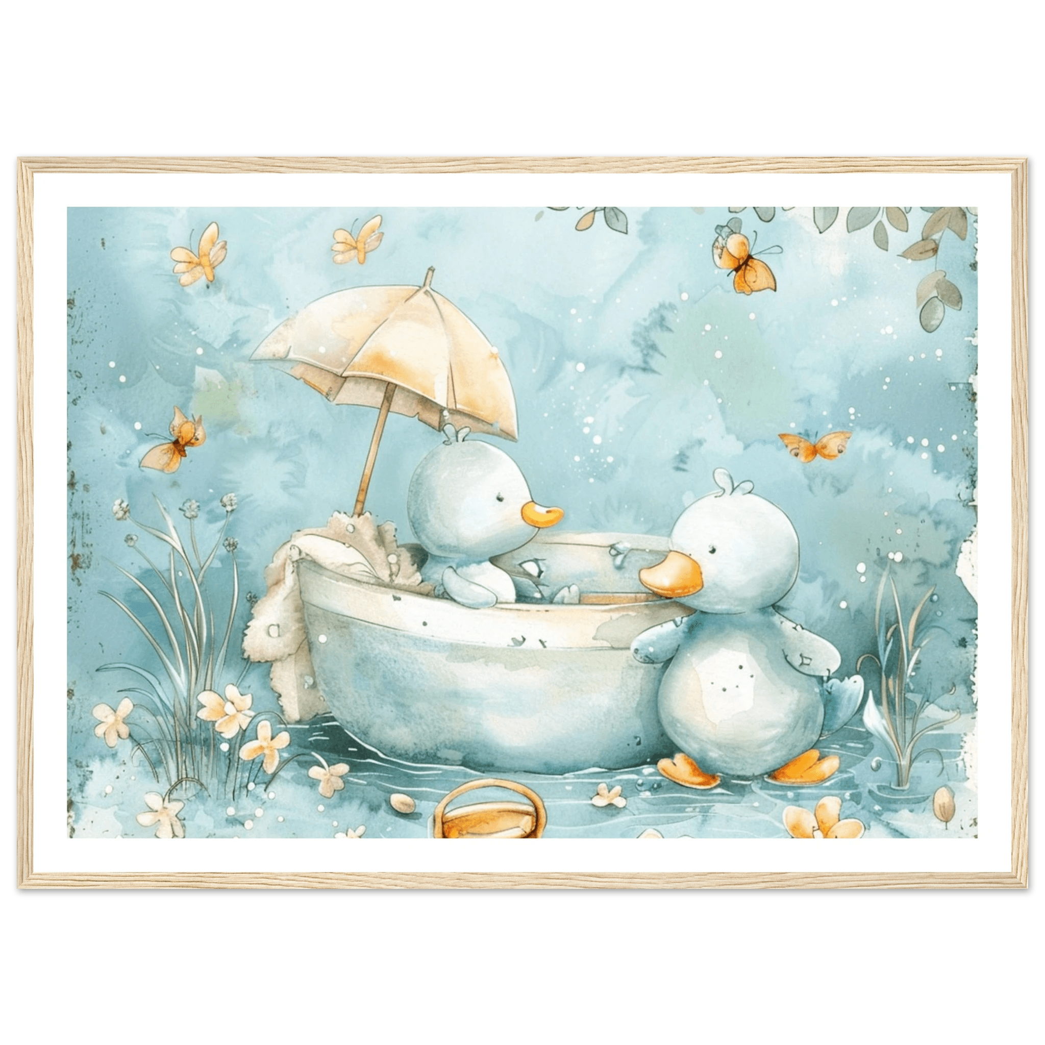 Bathing Ducks - poster - Arthena