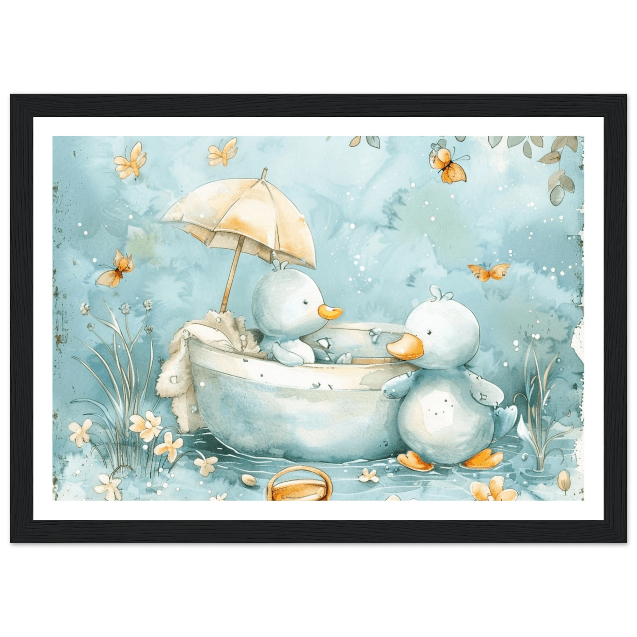 Bathing Ducks - poster - Arthena