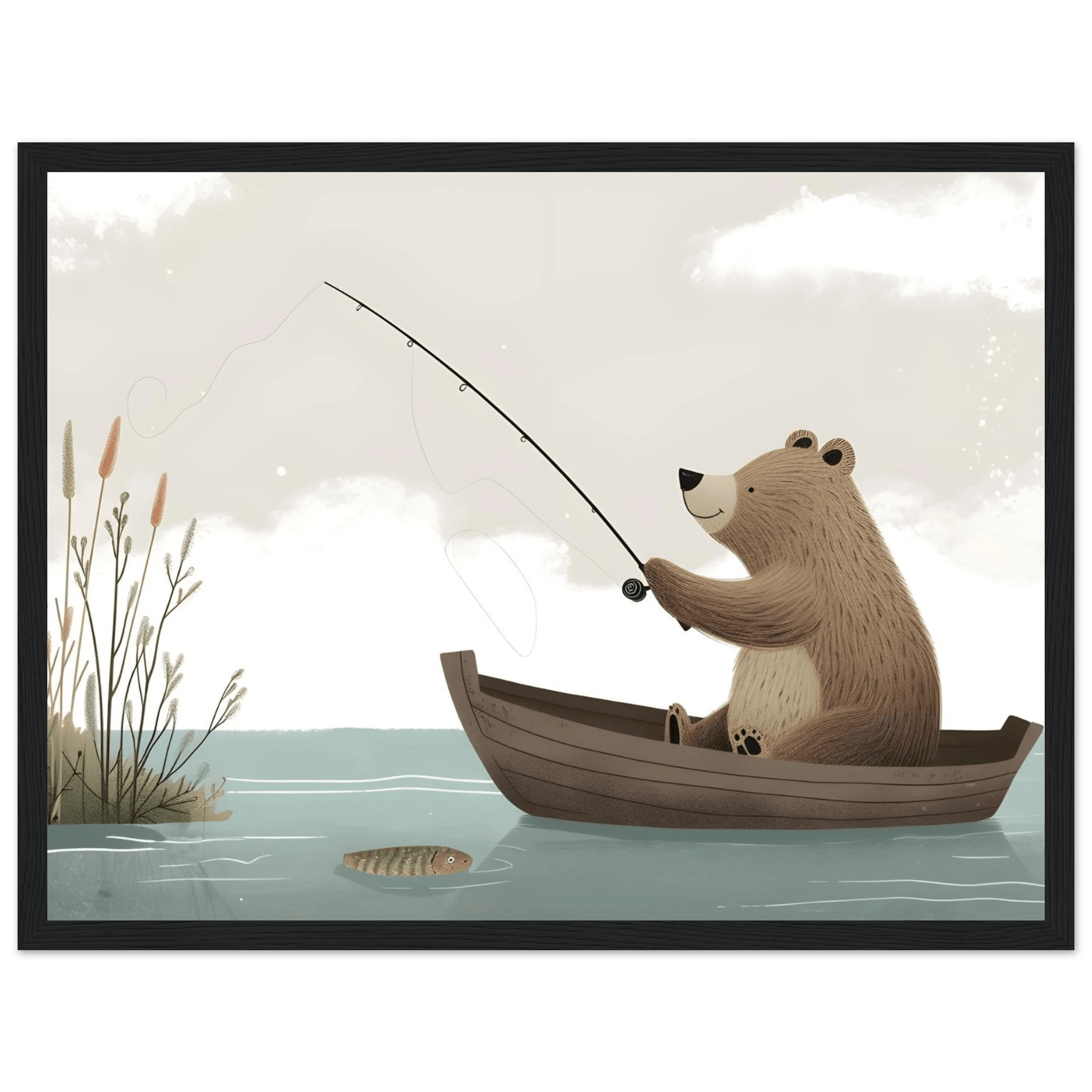 Fishing Teddy Bear - Poster - Arthena