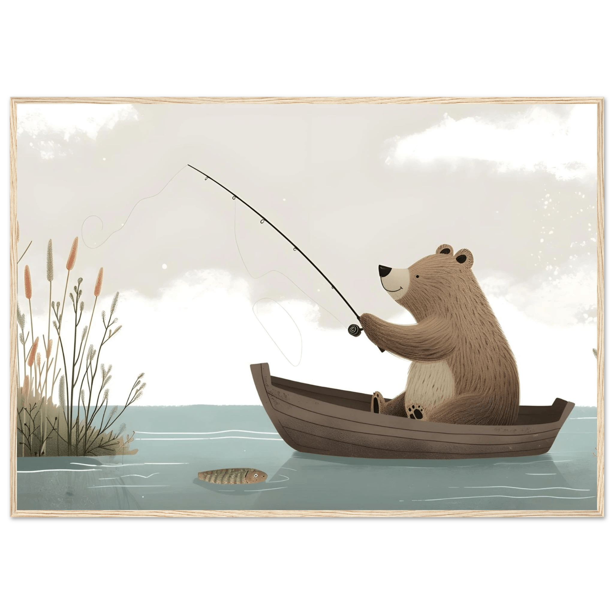 Fishing Teddy Bear - Poster - Arthena