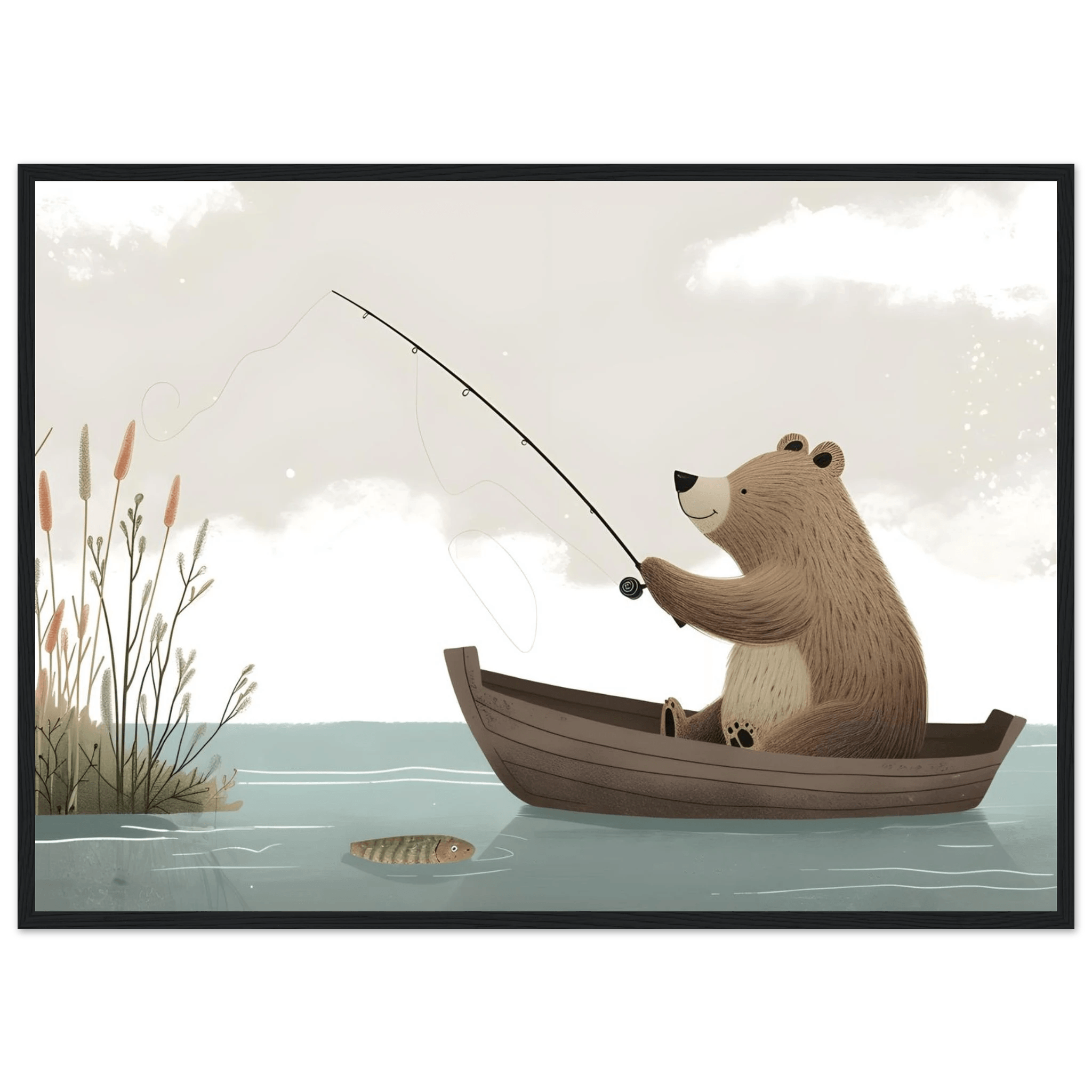 Fishing Teddy Bear - Poster - Arthena