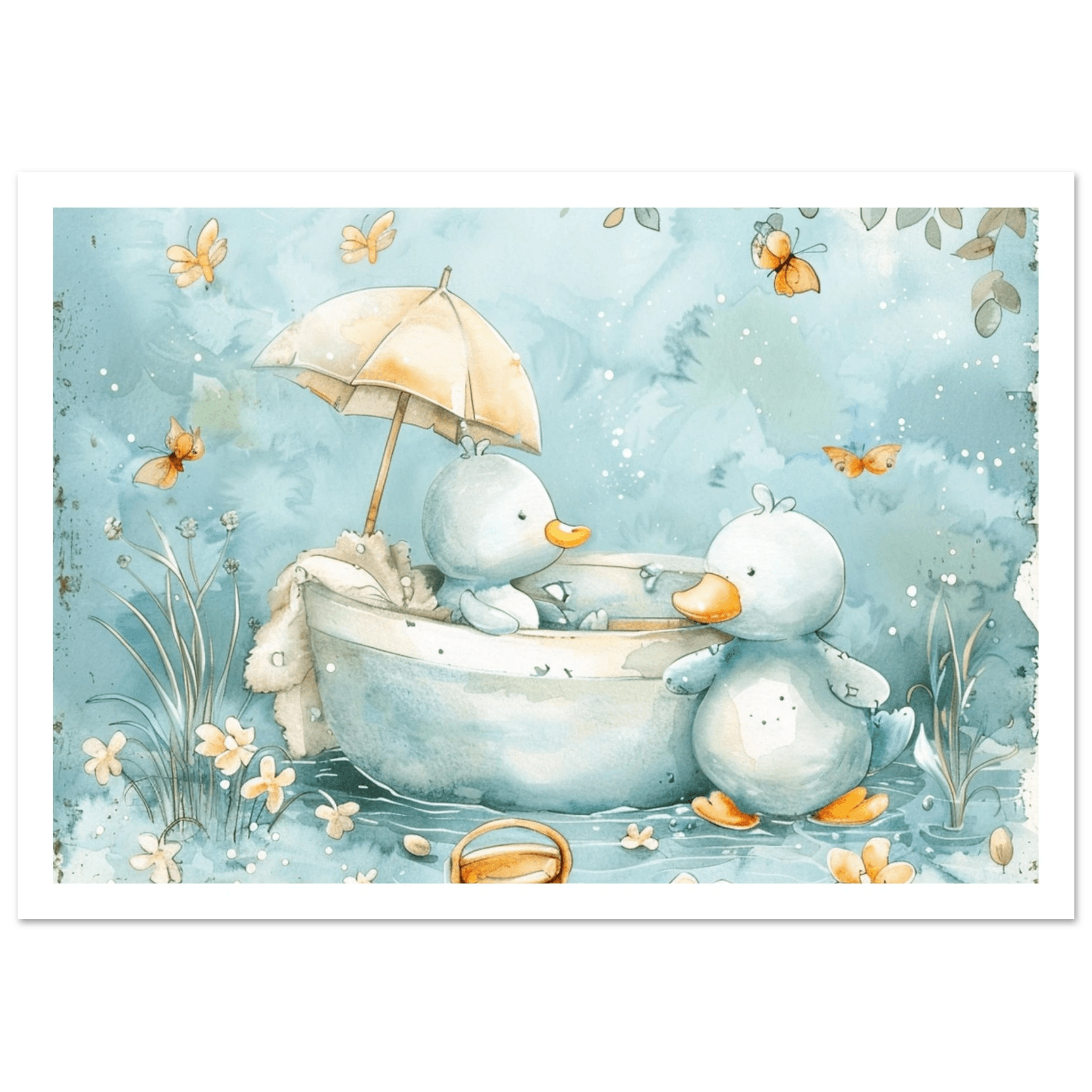 Bathing Ducks - poster - Arthena