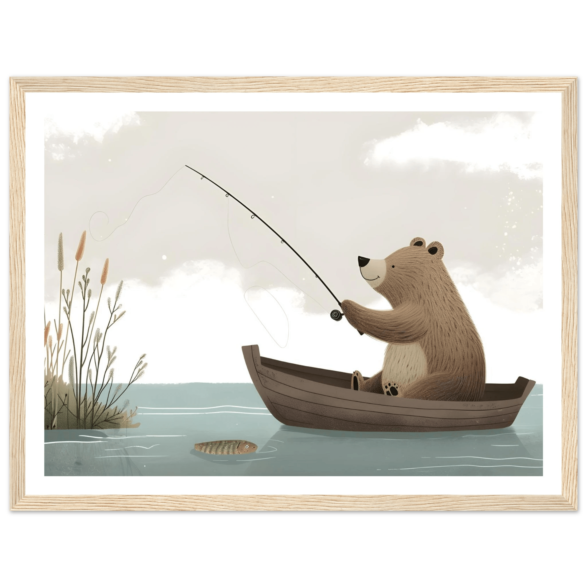 Fishing Teddy Bear - Poster - Arthena