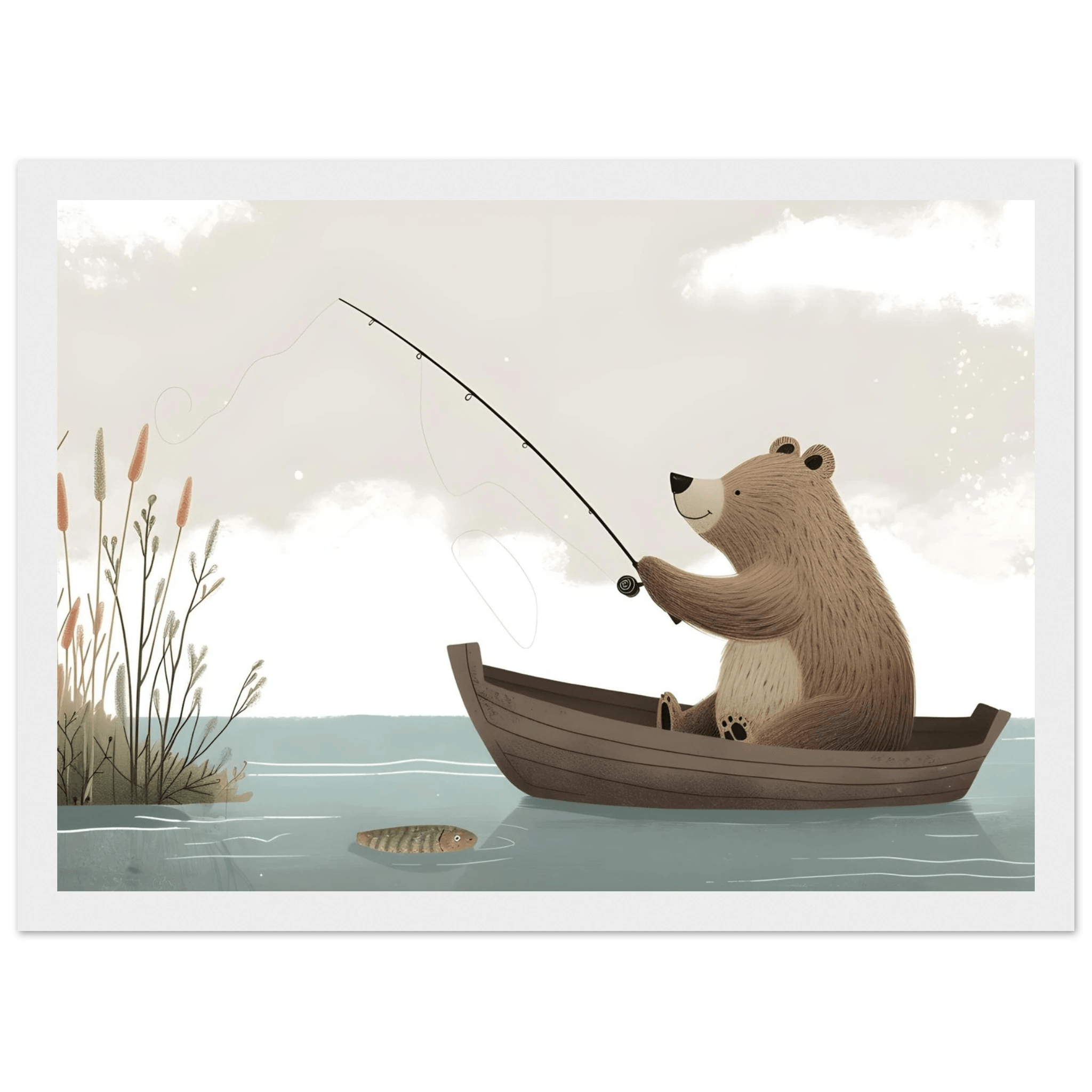 Fishing Teddy Bear - Poster - Arthena