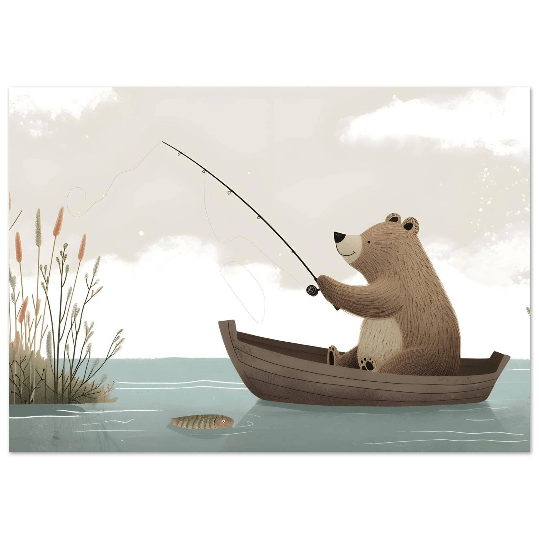 Fishing Teddy Bear - Poster - Arthena