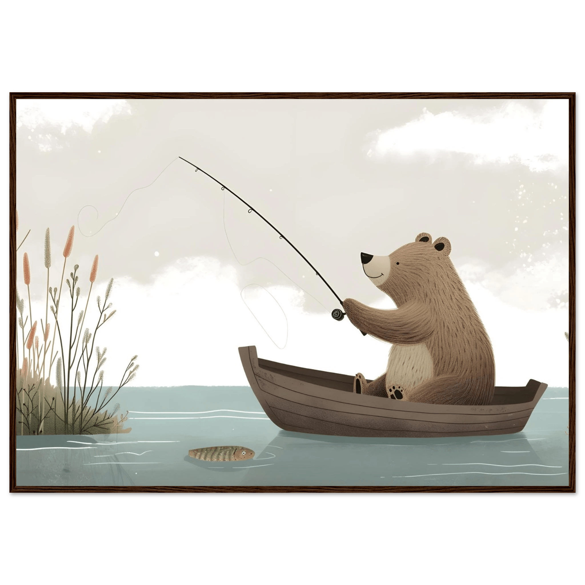 Fishing Teddy Bear - Poster - Arthena