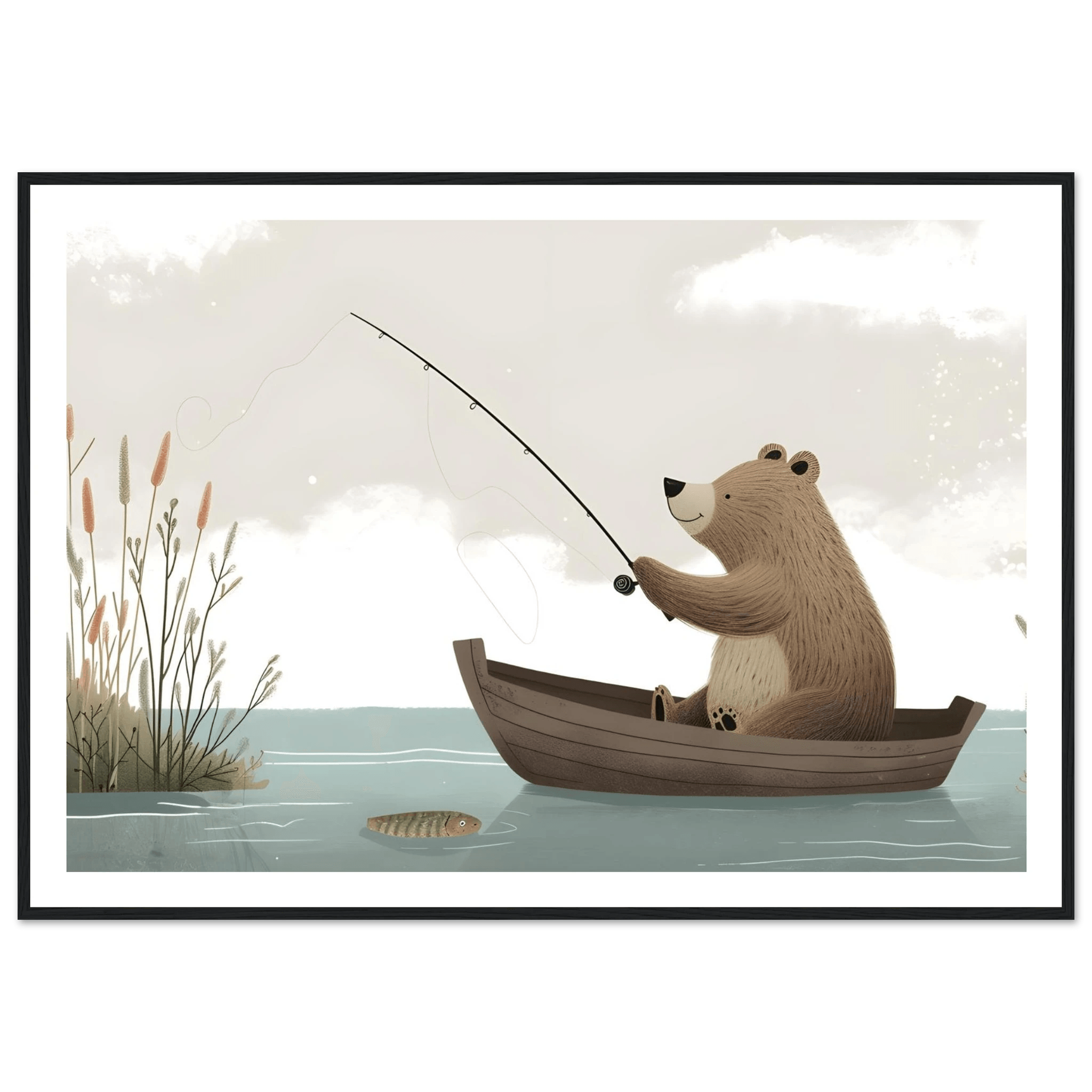 Fishing Teddy Bear - Poster - Arthena