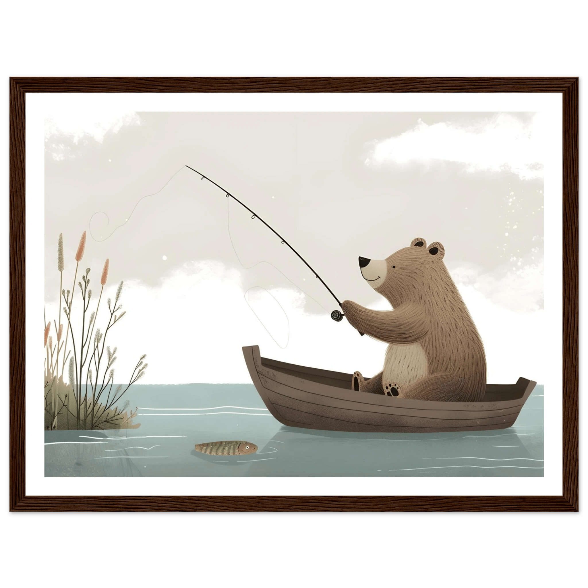 Fishing Teddy Bear - Poster - Arthena