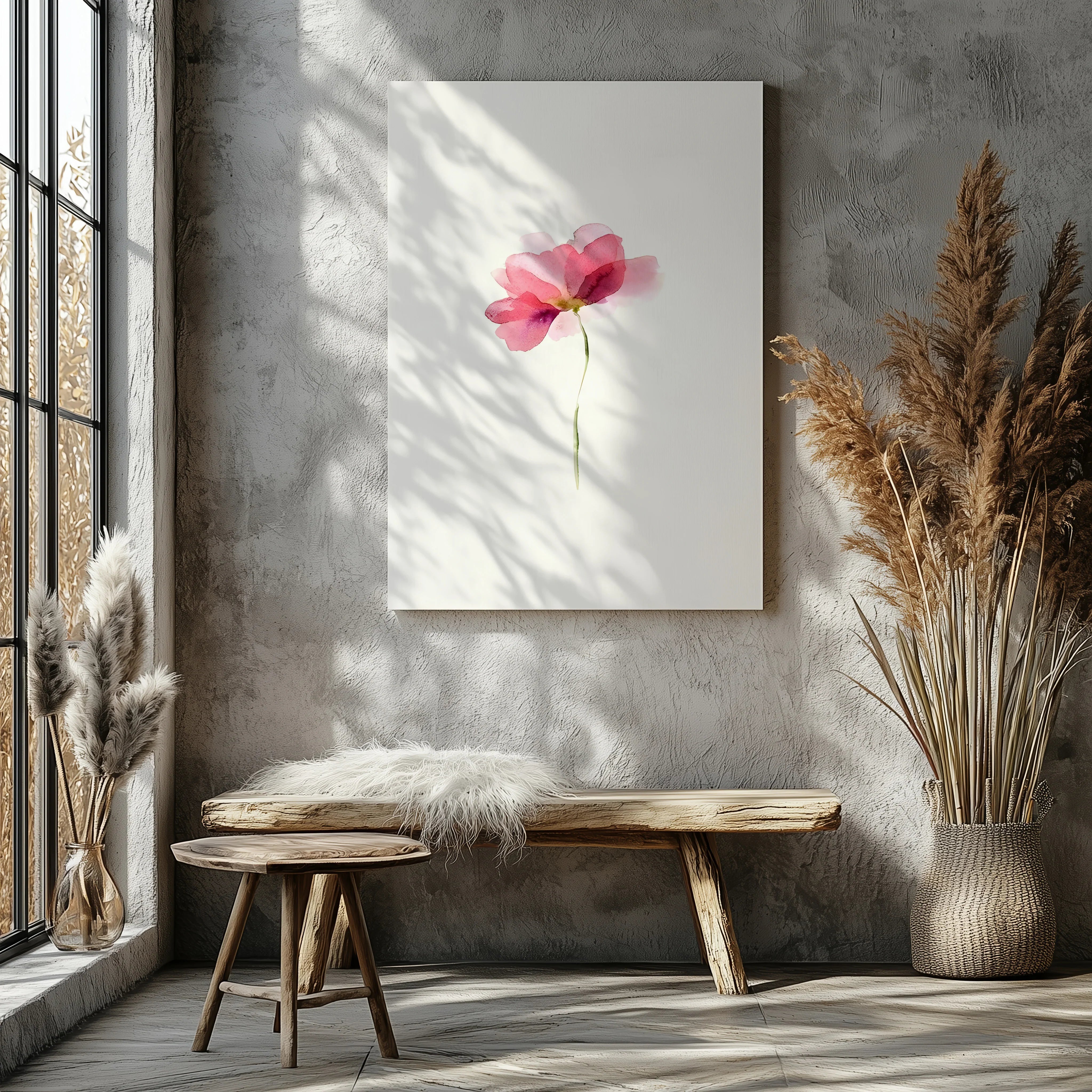 Pink Watercolor Flower - Canvas