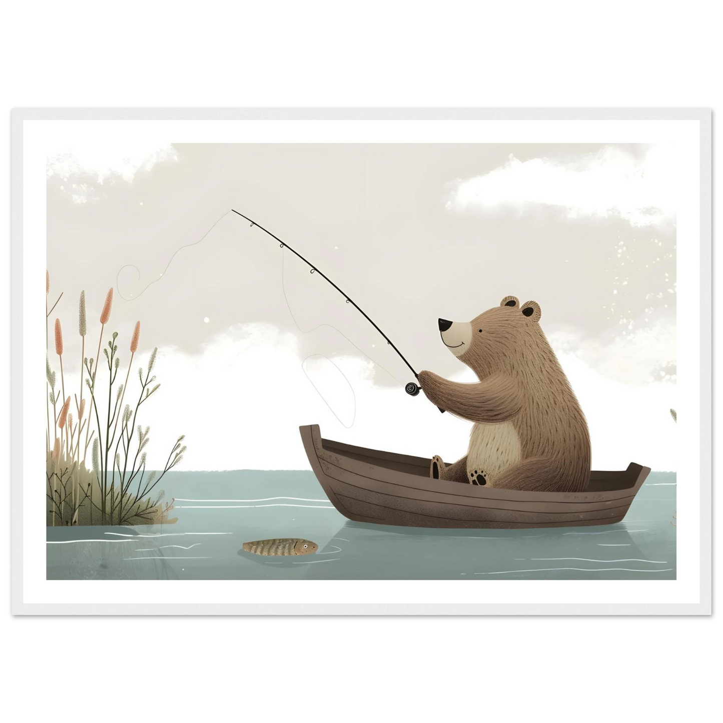 Fishing Teddy Bear - Poster - Arthena
