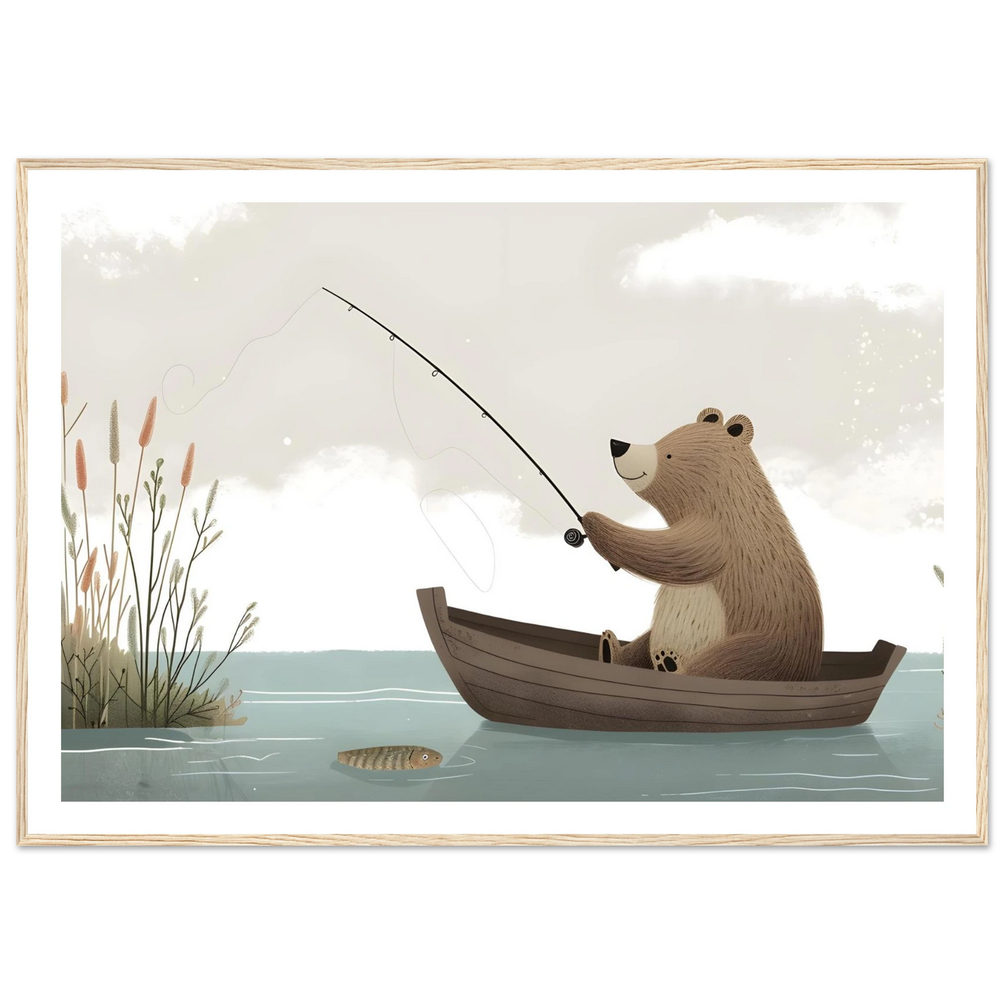 Fishing Teddy Bear - Poster - Arthena