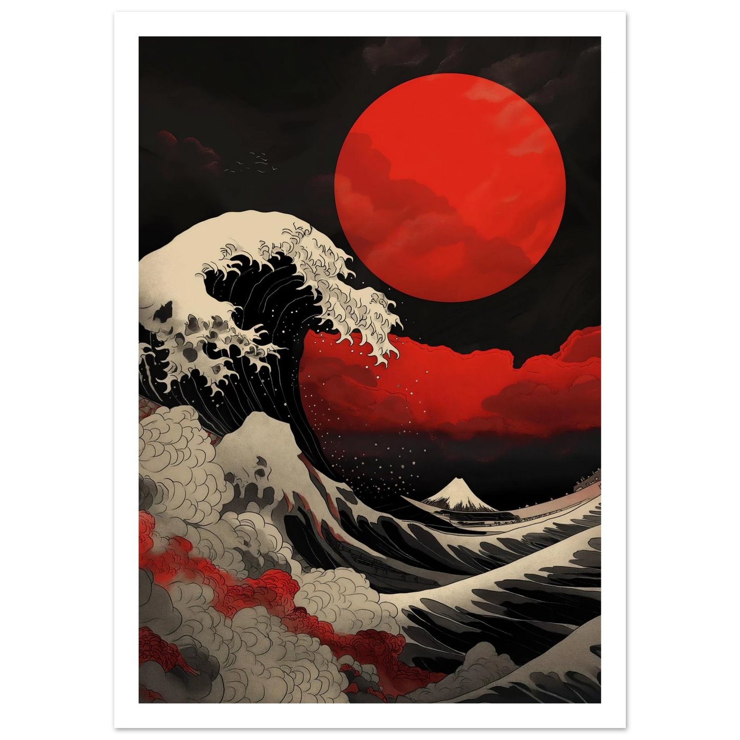Red Sun over Turbulent Seas - Poster - Arthena