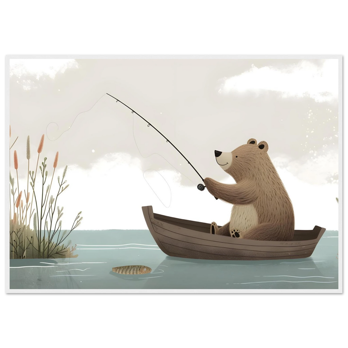 Fishing Teddy Bear - Poster - Arthena