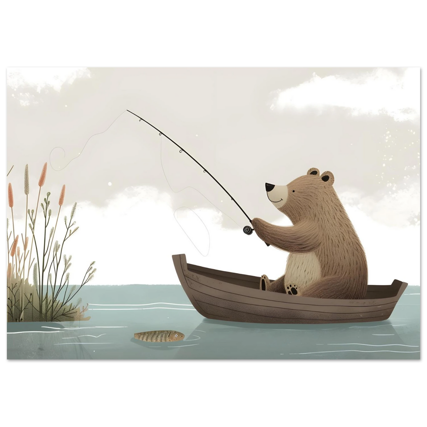 Fishing Teddy Bear - Poster - Arthena